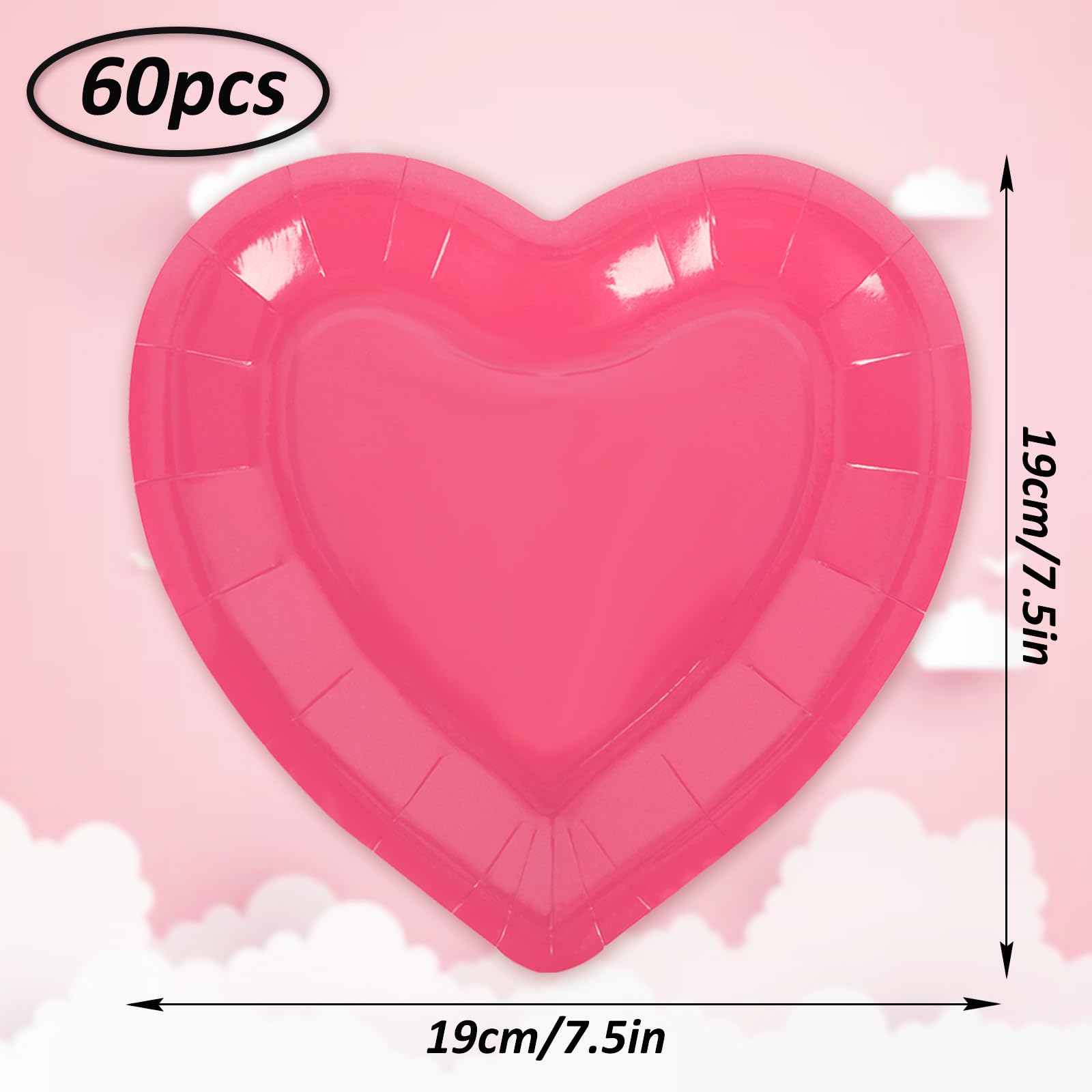 Jarthenaamcs 60Pcs Valentine'S Day Paper Plates Heart Shaped Disposable Plates Red Pink Decorative Tableware For Holiday Anniver