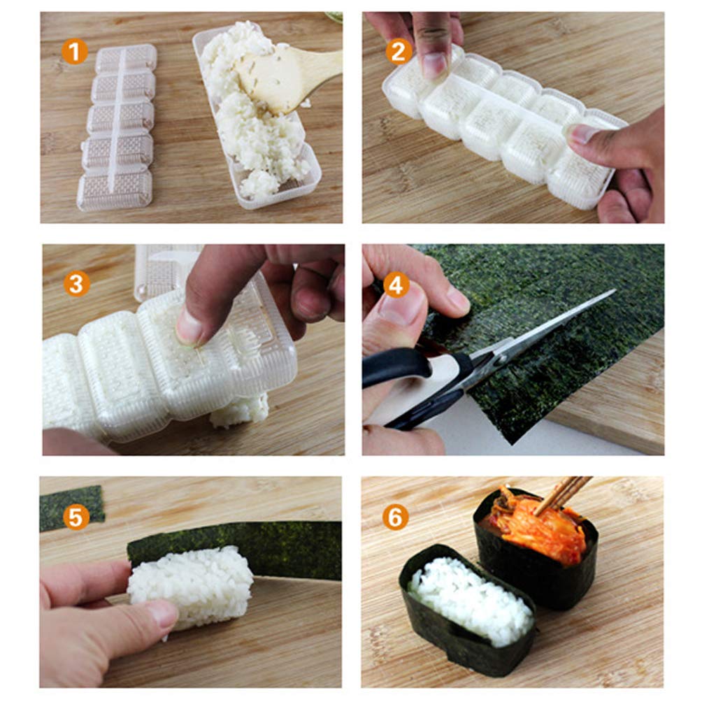 2 Pieces Sushi Maker Mold Nigiri Sushi Mold Rice Ball 5 Rolls Maker Press Tool Nigiri Rice Ball Maker Kitchen Tools For Home Kit