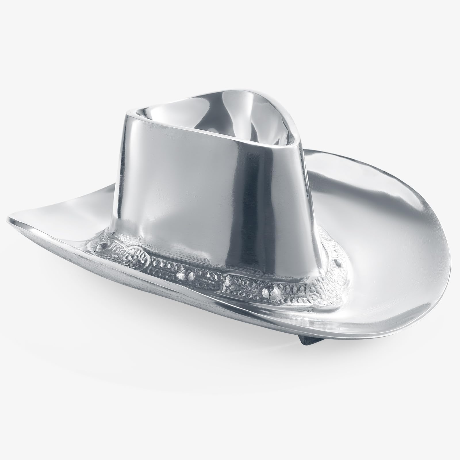 Cowboy Hat Chip and Dip Serving Bowl Silver Brass Snack