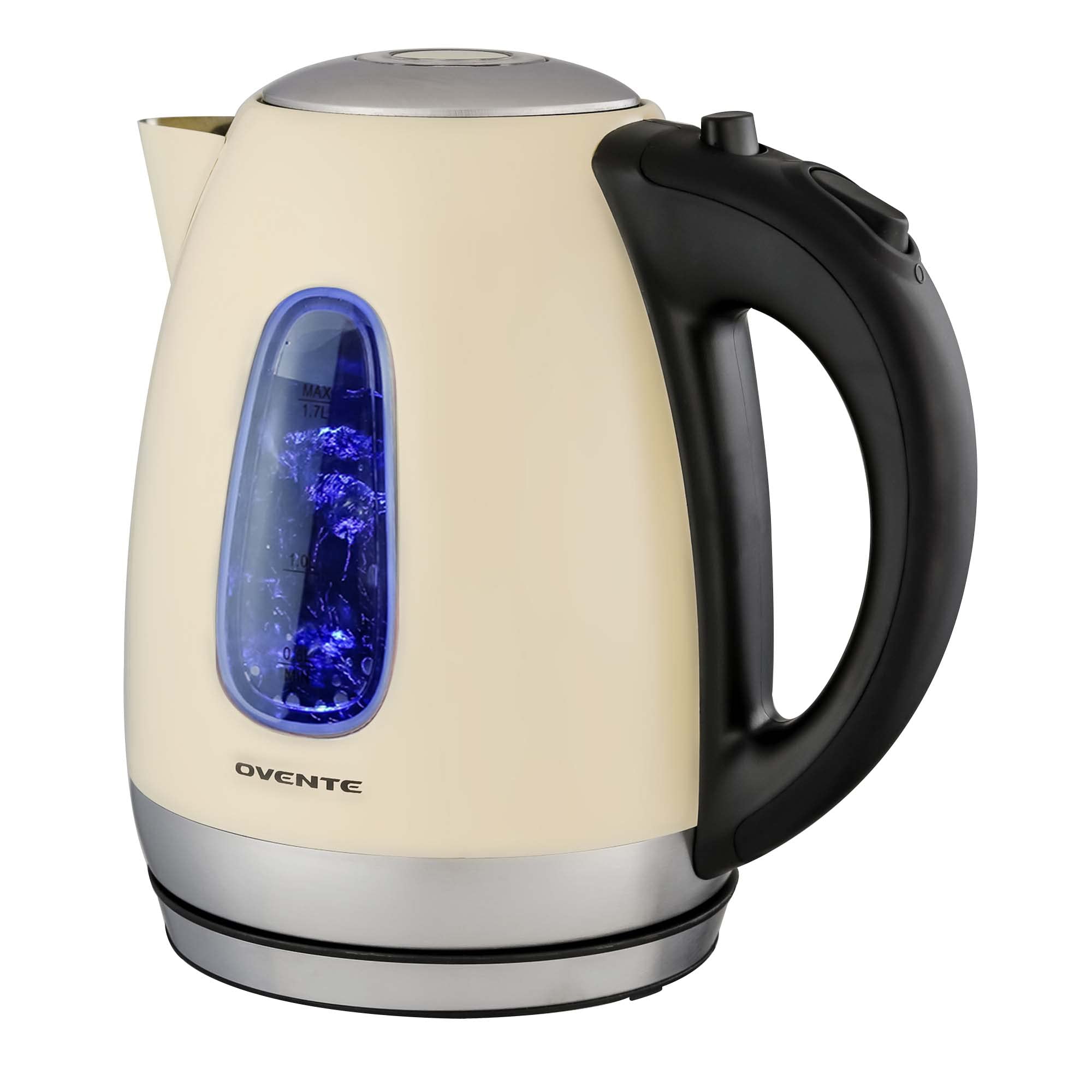 OVENTE Electric Kettle, 1.7L Stainless Steel Water Heater and Boiler for Coffee or Tea with BPA Free & Cordless Body, Auto Shut-