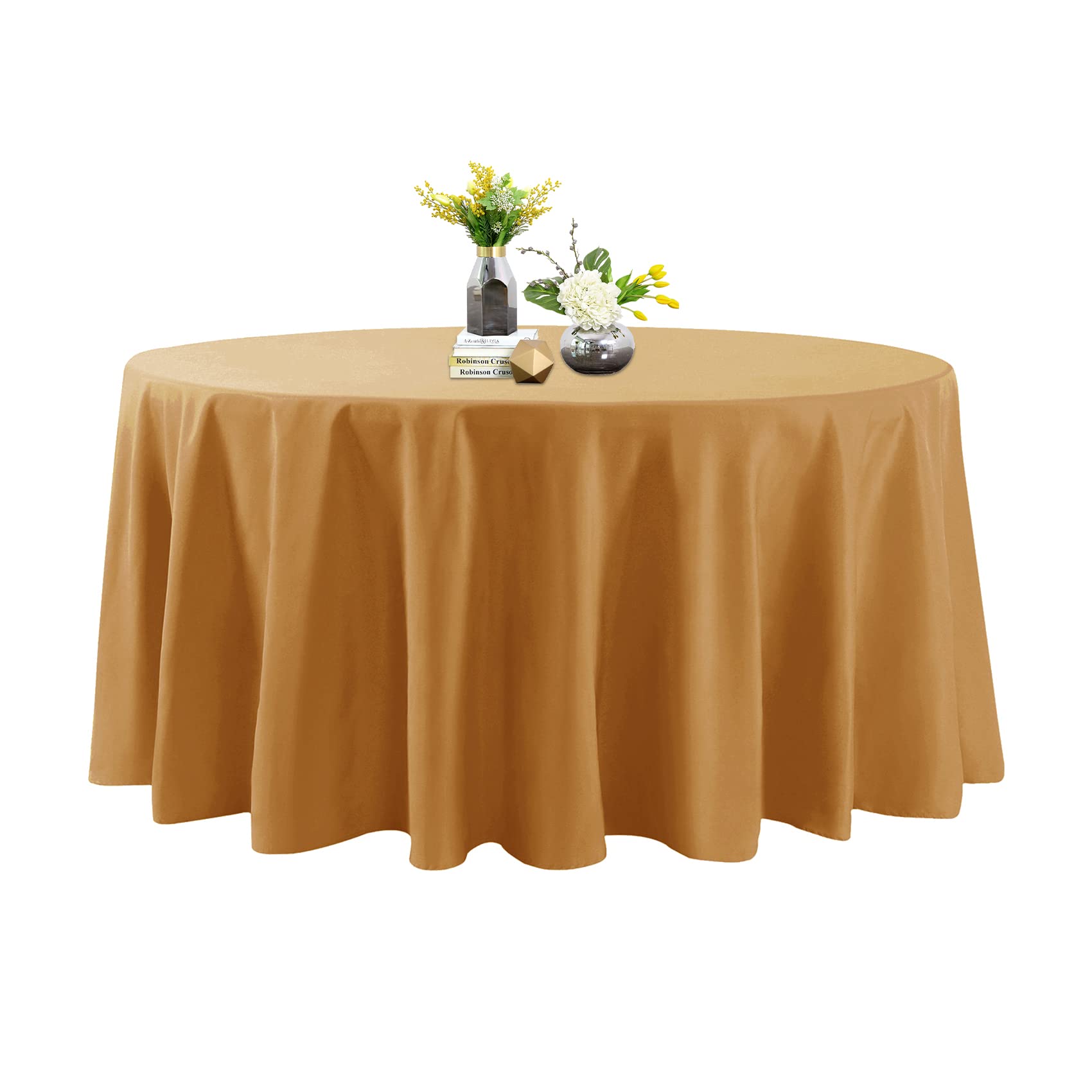 Round Tablecloth - 120 Inch Round Tablecloth - Stain And Wrinkle Resistant Washable Polyester Table Cloth, Decorative Fabric Tab
