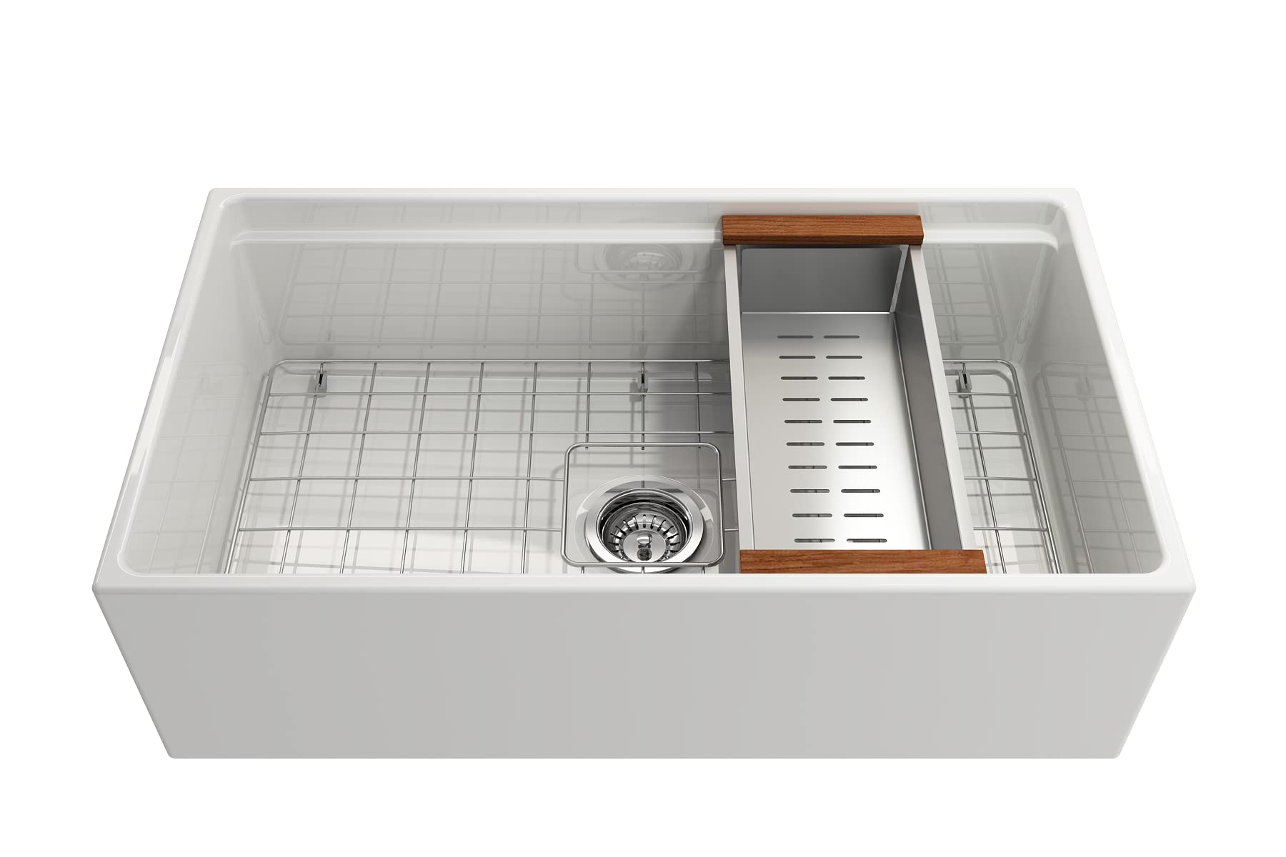 Bocchi Stainless Steel Deep Colander W/Wooden Sapele Handles