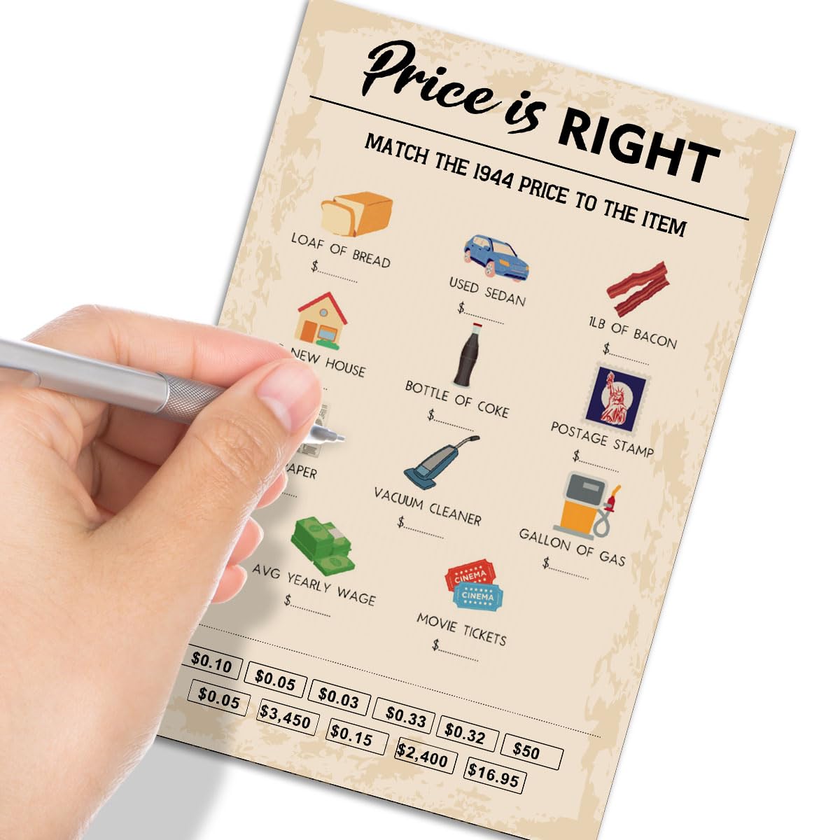 Qupt 80Th Birthday Party Games, Price Is Right Games, Birthday Party Supplies For Adults, Fun 1944S Party Game,Pack Of 30 Cards