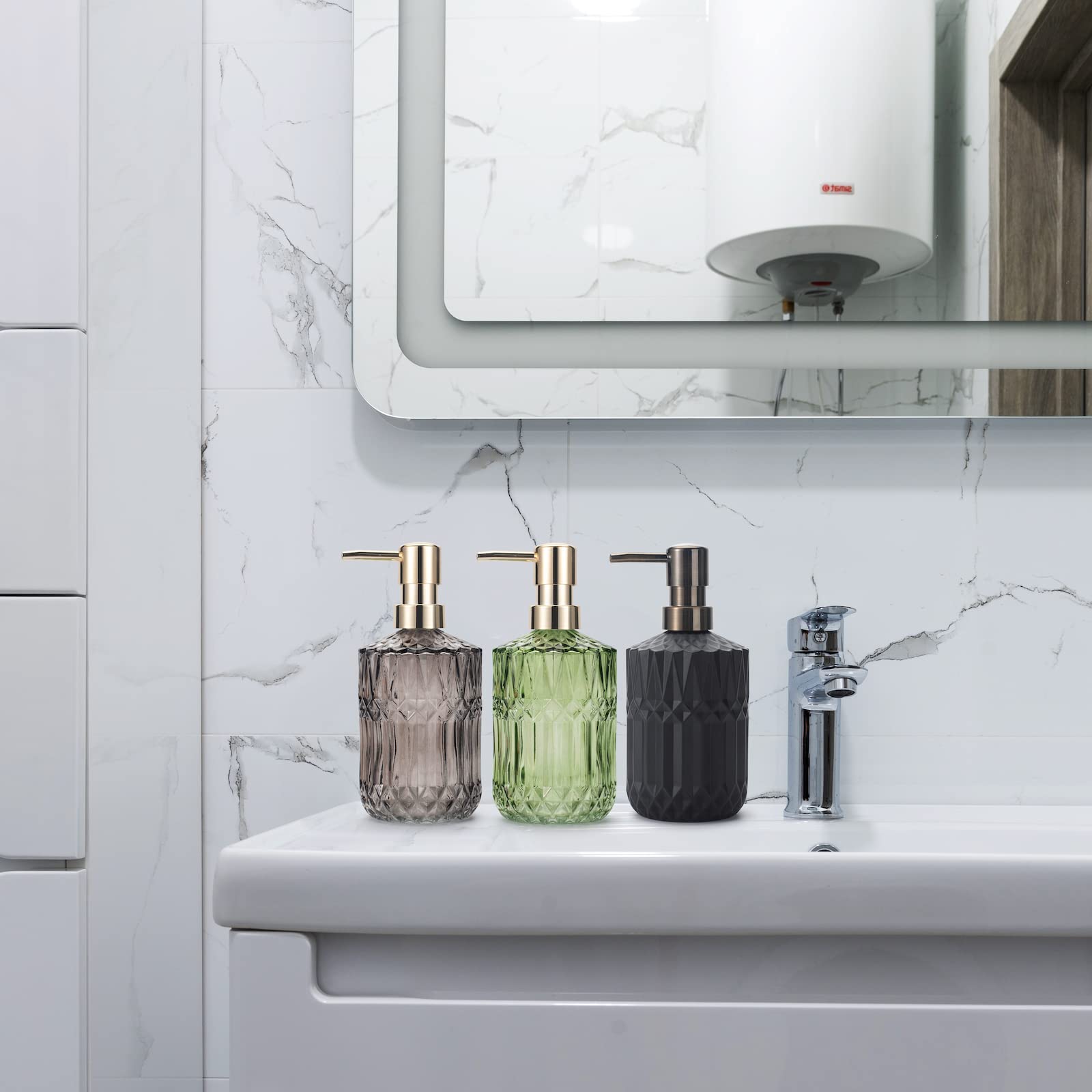 Ivailex Glass Soap Dispenser Hand Soap Dispenser 12Oz/390Ml Soap Dispenser Bathroom Kitchen Soap Dispenser/Lotion Dispenser With