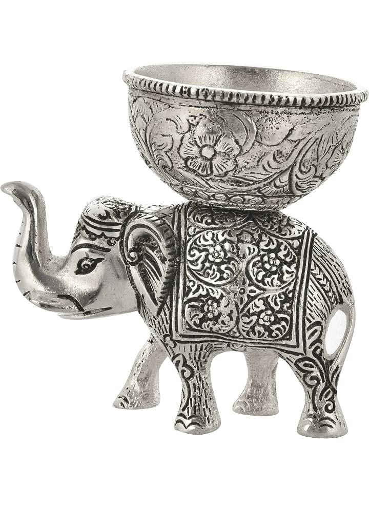 LABHCART Brass Elephant Urli Bowl Ethnic Design Uruli Pot for Home Decor Floating Flowers Candle Lamps Temple
