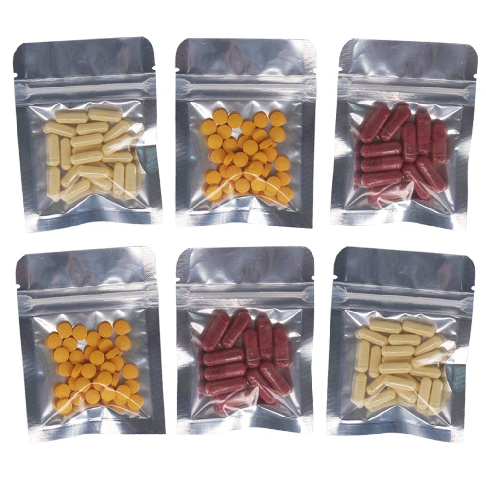 Belinlen 200 Pack 3 X 4 Inch Ziplock Mylar Bags Resealable Clear Silver Bags Reusable Food Storage Aluminum Foil Pouch Bags For