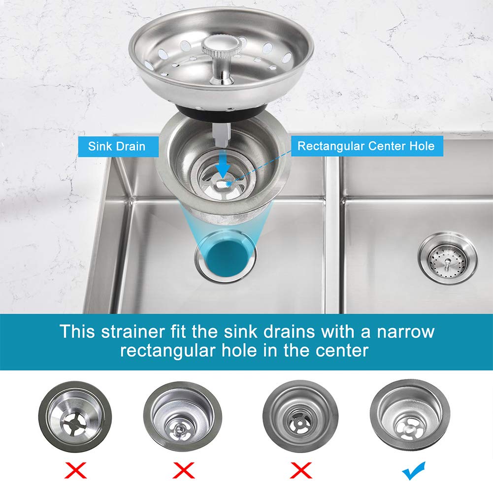 Carry360 Stainless Steel Kitchen Sink Drain Strainer 6 Pack, Anti-Clogging Stopper, Silver