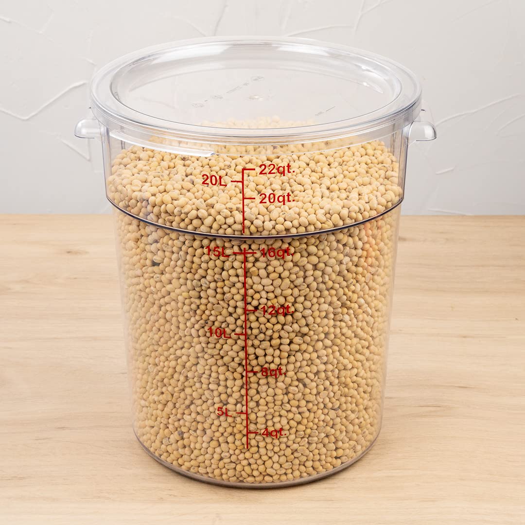Restaurantware Met Lux 22 Quart Food Storage Container, 1 Round Commercial Storage Container - Lid Sold Separately, With Volume