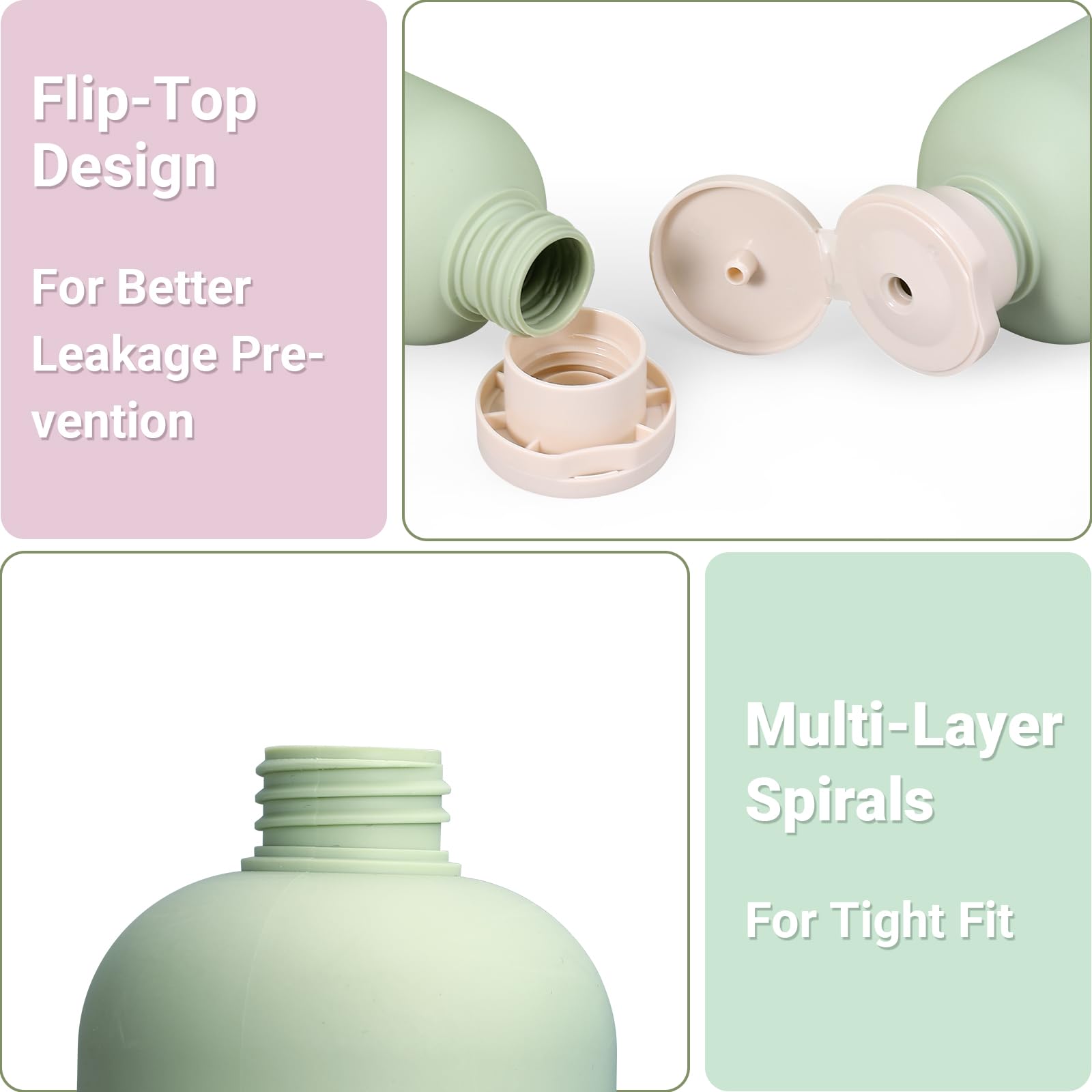 Asevat 8.8 Oz Travel Refillable Shampoo Bottles, Plastic Empty Plastic Squeeze Bottles With Flip Cap, Travel Containers For Sham