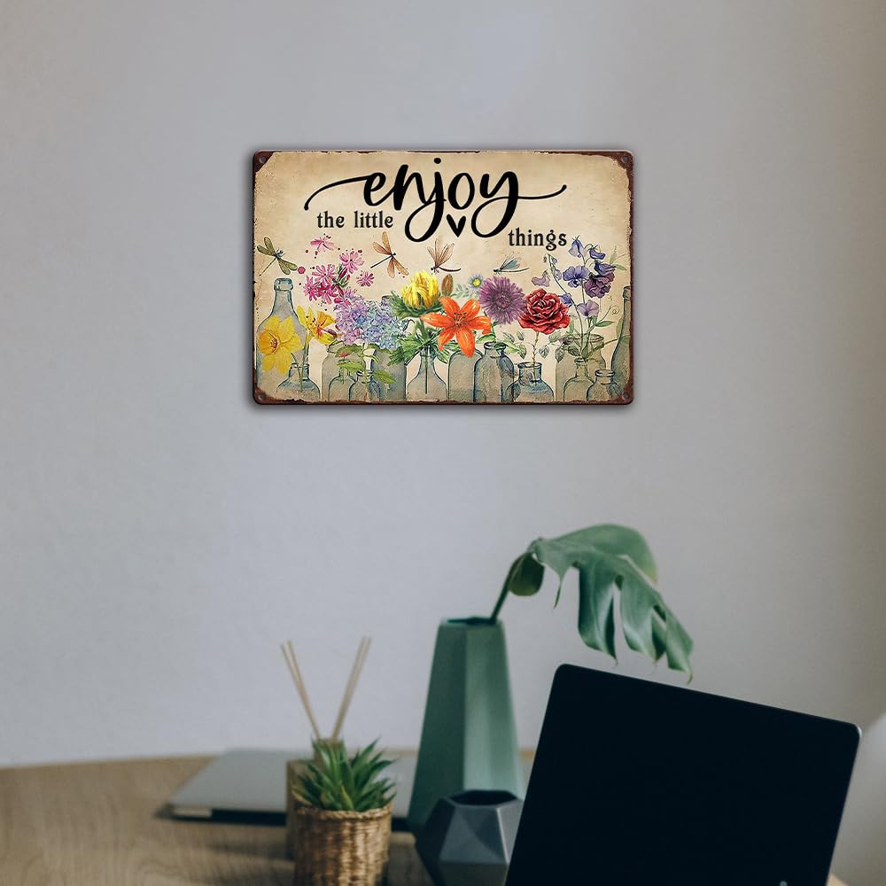 Ykfss Funny Garden Signs Outdoor Wall Decor For Patio Metal Signs For Outside Porch Tin Signs Enjoy The Little Things Sign Garde