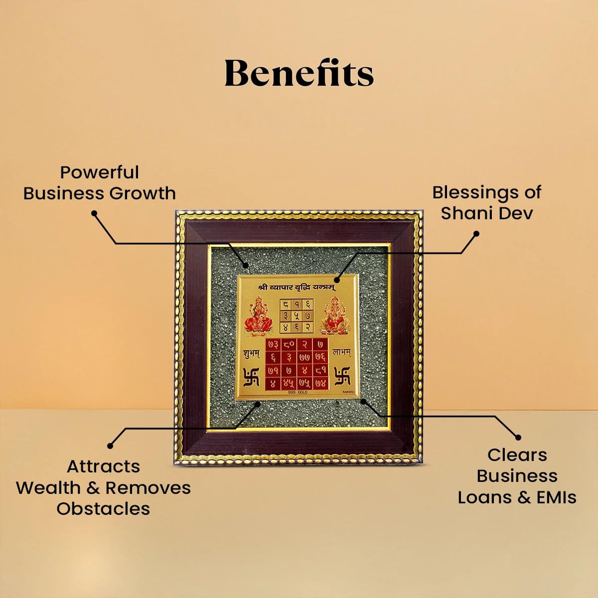 Astrotalk Vyapar Vriddhi Yantra on Raw Pyrite Frame | Pyrite Attracts Money, Yantra Boosts Growth | Increases Sales, Profits & Removes Obstacles | Vastu Items for Home & Office | 19x19x1 cm | 1 Piece