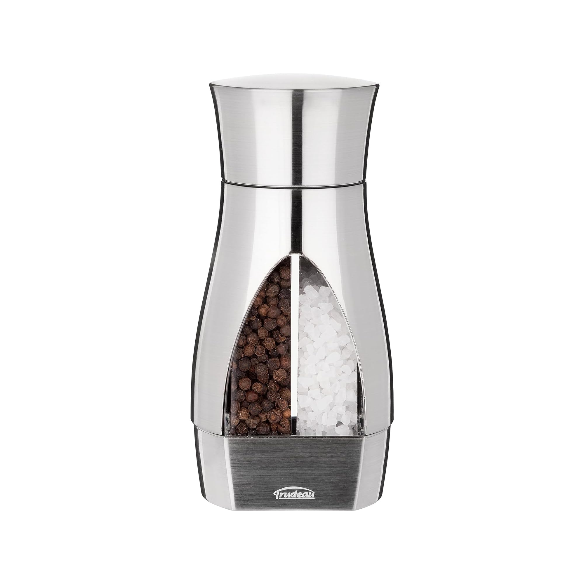 Trudeau  716451 Trudeau Stainless Steel Manual 2in1 Salt and Pepper Mill, 7.5 inches, Silver