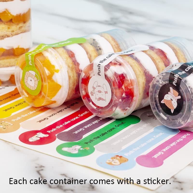 ZLKSKER Cake Push Up Pop Containers - Pack of 12, Standard Size, Transparent Polypropylene, Includes Tray, Model ttl12