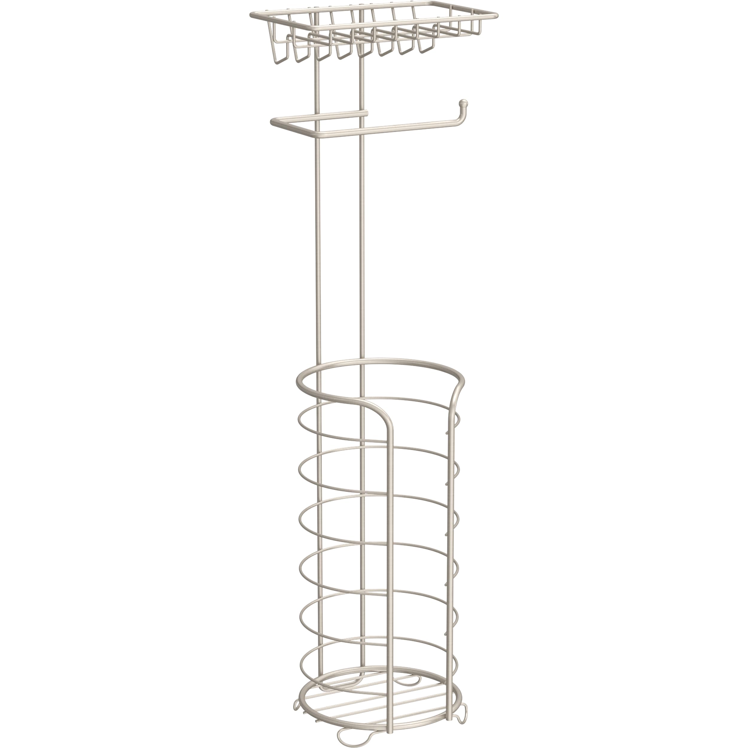 Franklin Brass (1-Pack) Toilet Paper Holder Free Standing Satin Nickel Standing Tp Storage Bathroom Organization Storage Shelf S