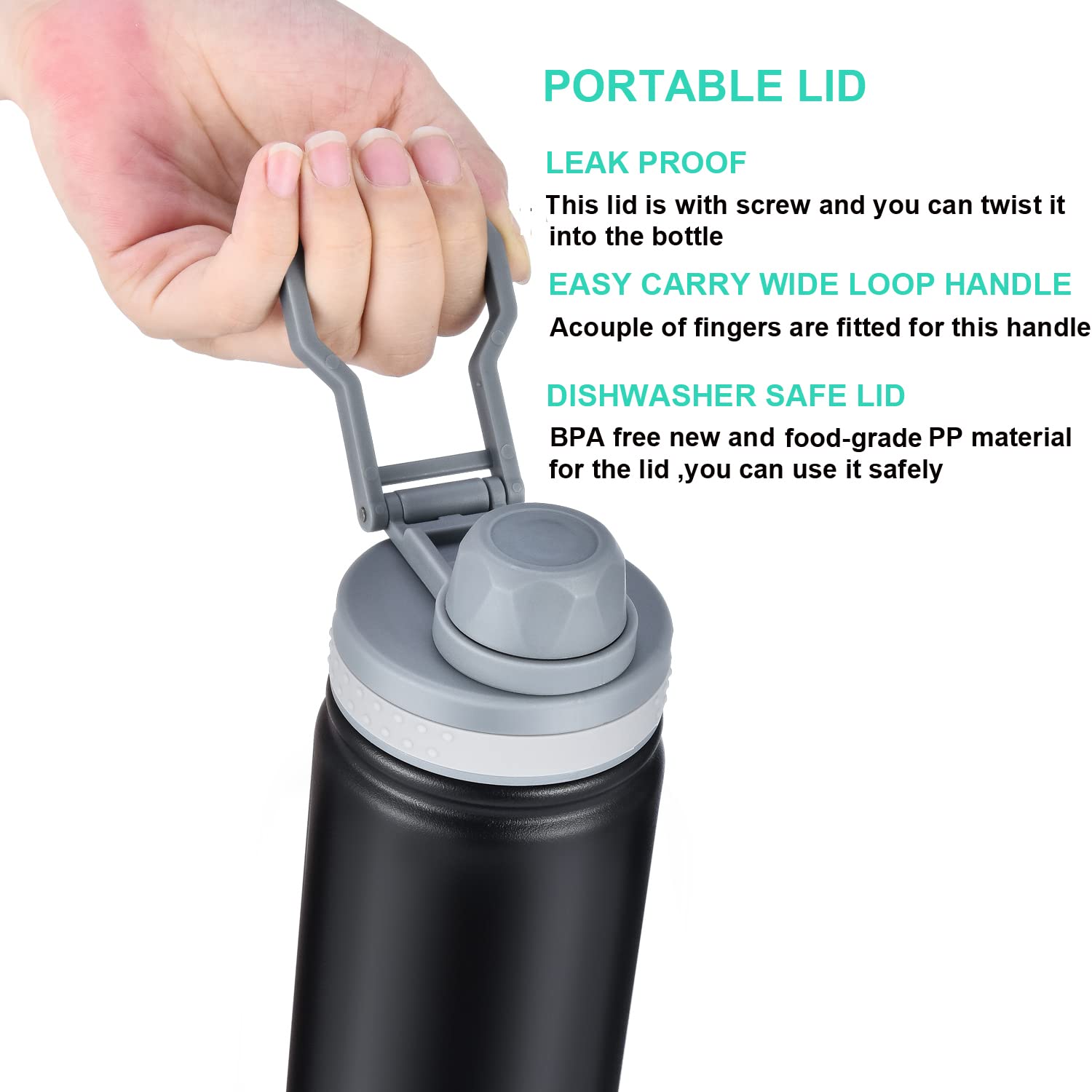 Hytodre Insulated Water Bottle,Stainless Steel Vacuum Insulated Water Bottle, Double-Wall Sport Bottle With Leak Proof Spout And