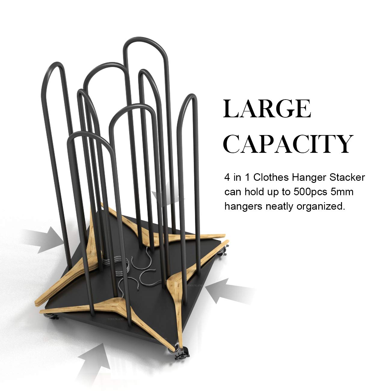 Hanger Organizer Stacker,4 In 1 Hanger Rack Stand With Swivel Caster Wheels For Laundry Room, Retail Store (Black, 1)