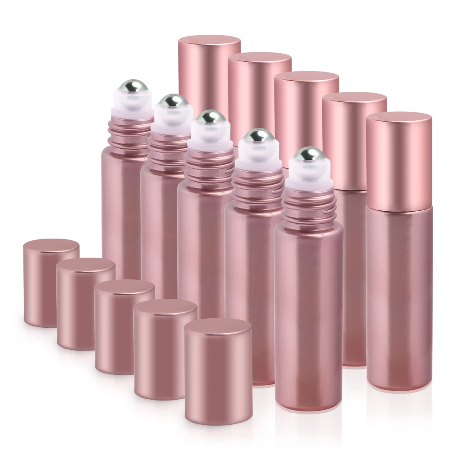 10 Pack Essential Oil Roller Bottles 10ml Refillable Pink Glass Roll On Bottle With Stainless Steel Roller Ball Travel Perfume S