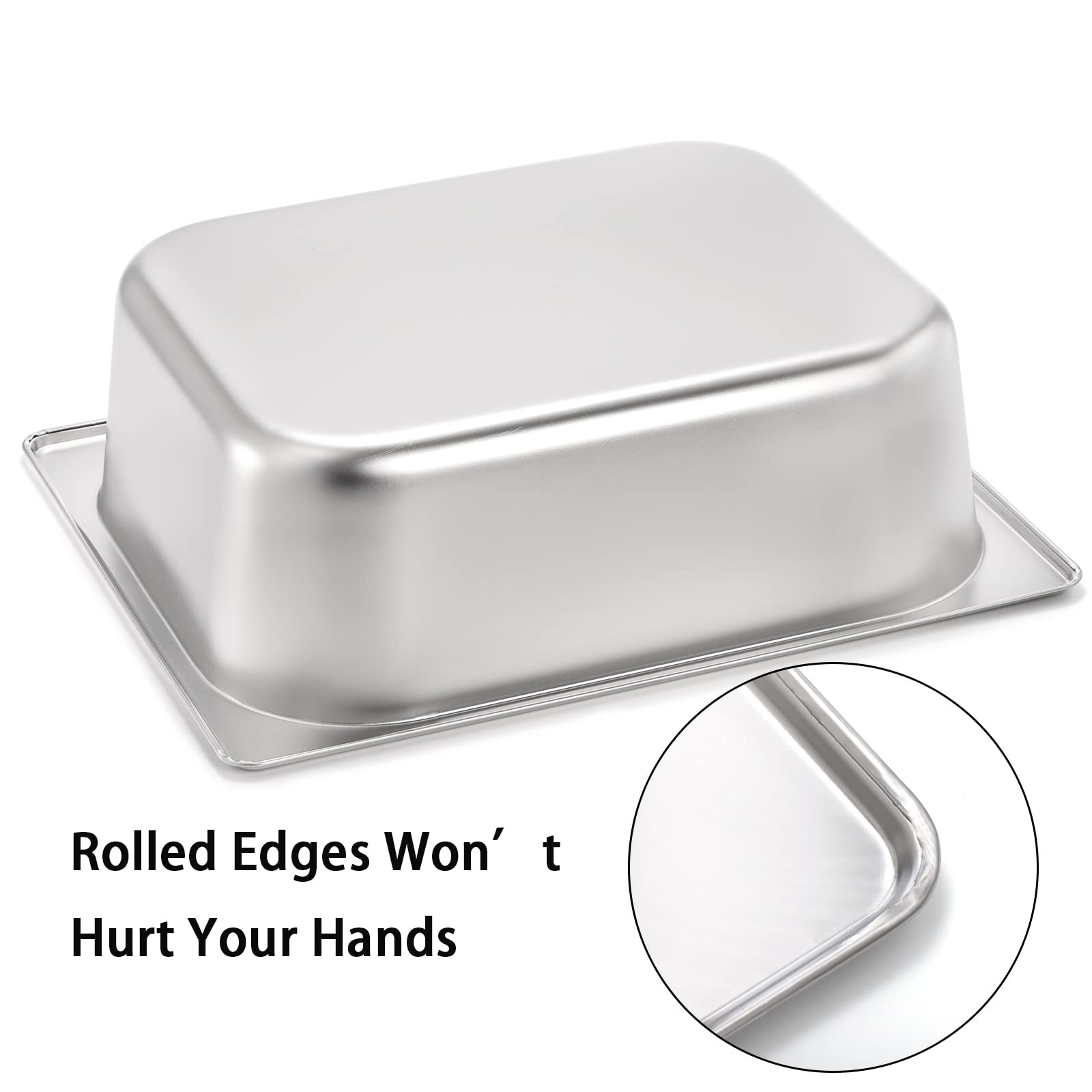 TOPZEA 4 Pack Half Size Hotel Pans, 1/2 Size 4'' Deep Stainless Steel Steam Table Pan Catering Food Pan Chafing Dishes Dinner Bu