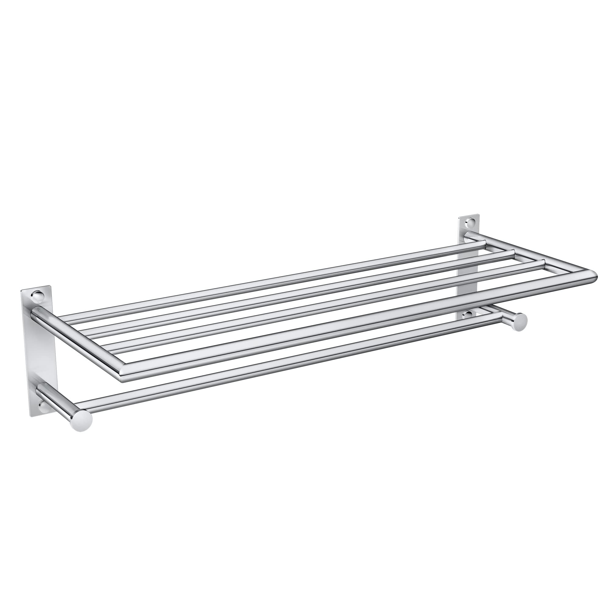 Moen Y5794Ch 24-Inch Wide Modern Bathroom Hotel-Style Towel Storage Shelf With Towel Bar, Chrome