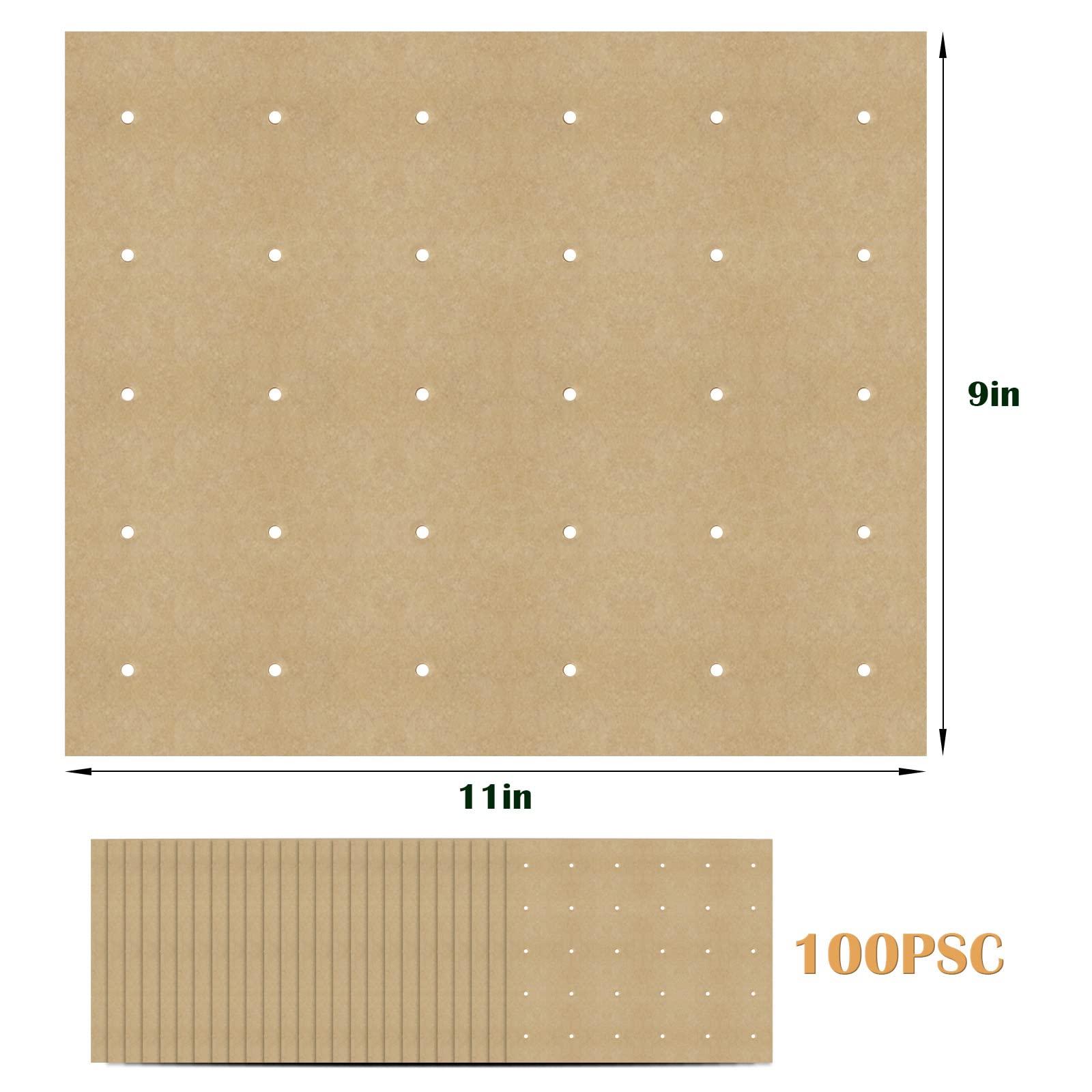 100 PCS Unbleached Parchment Paper  Perforated Square Liners for Cuisinart  Breville  Black and Decker Air Fryer  Toaster Ovens  11 x 9 inch