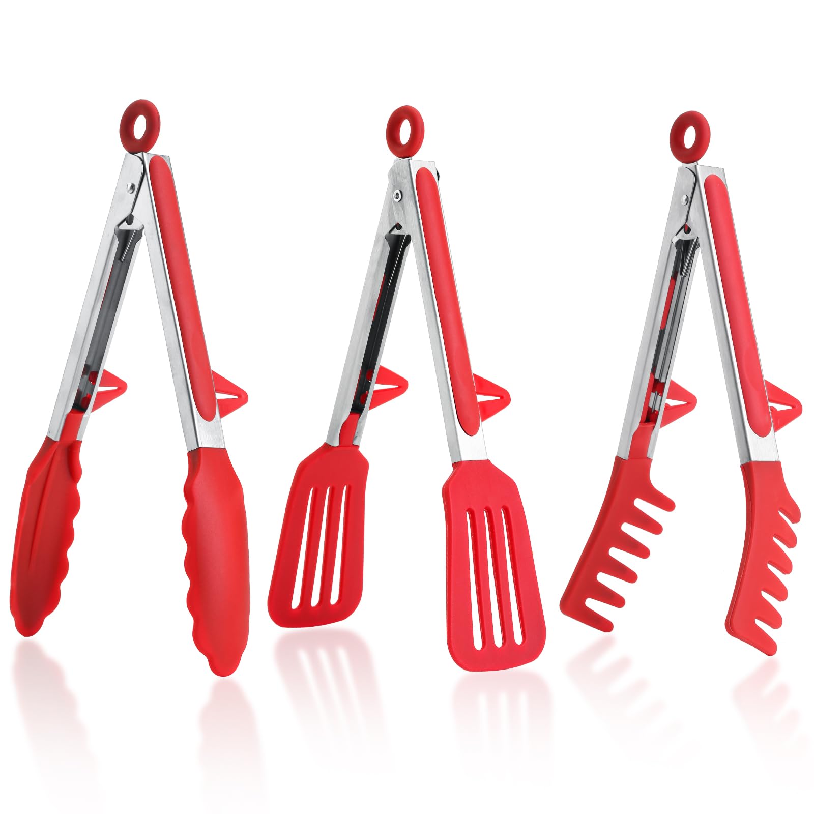 Kitchen Tongs,Set Of 3 Tongs With Silicone Tip For Cooking 9/12 Inch Stainless Steel Kitchen Tong For Meat,Food Grill,Salad,Bbq,