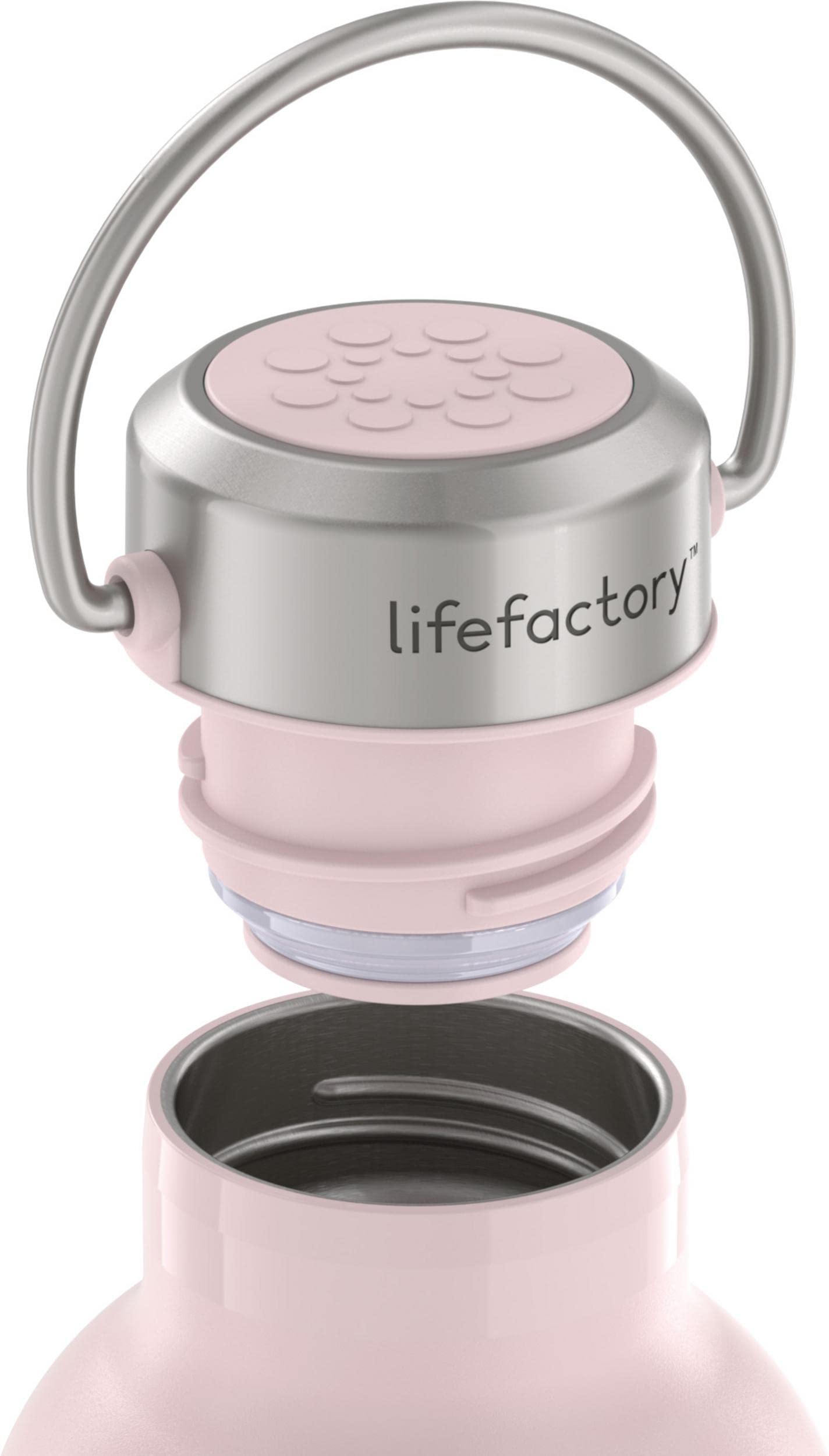 LIfeFactory Stainless Steel Vacuum-Insulated Sport Bottle  20 Ounce  Desert Rose