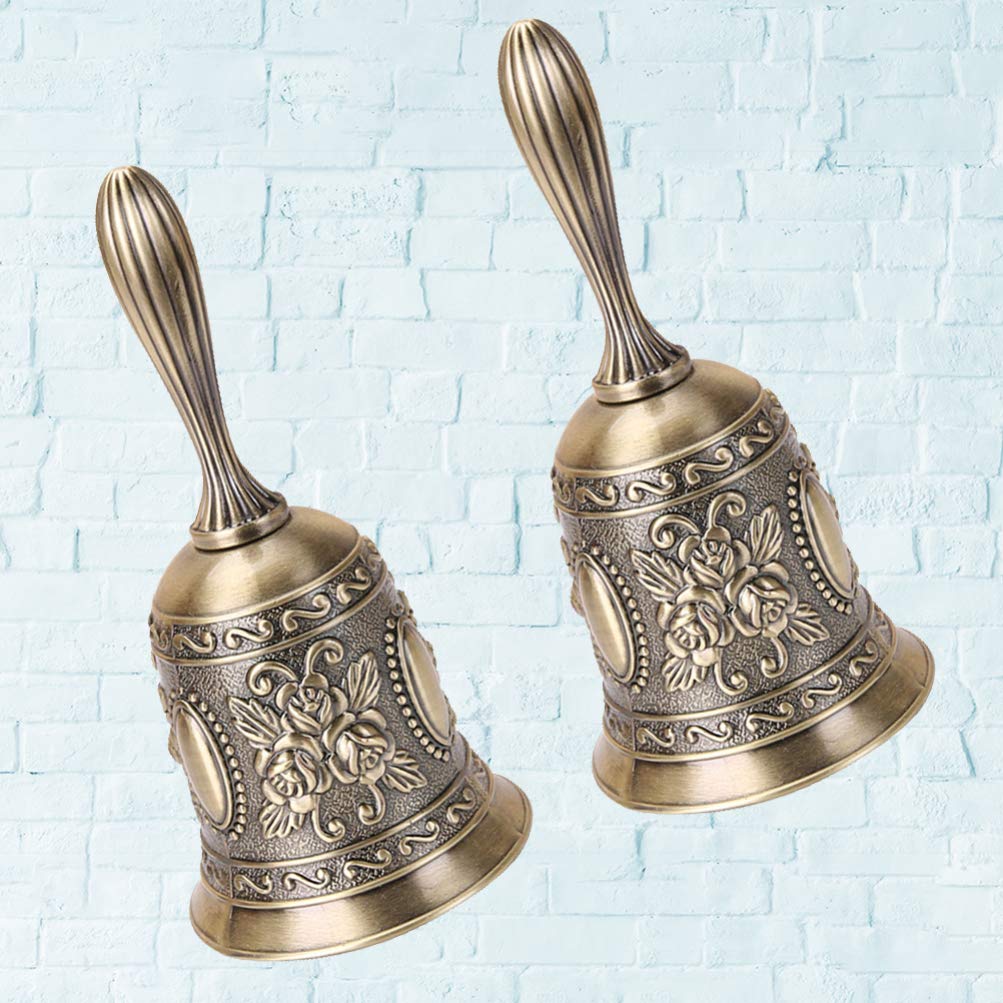 BESPORTBLE Zinc Alloy Table Bell Hand Bell (Antique Brass) Vintage Design Perfect for Hotel Kitchen