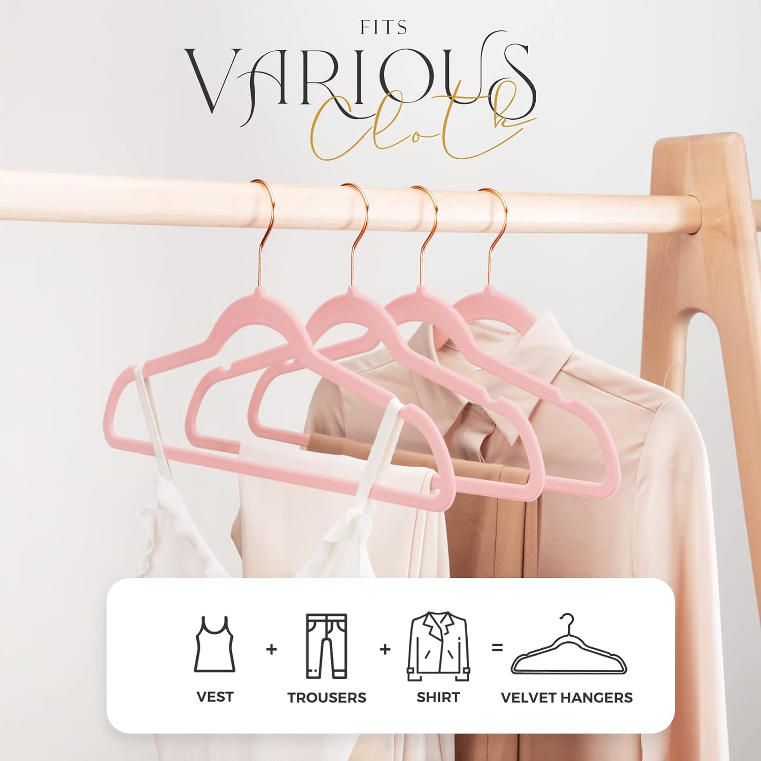 House Day Lt Pink Velvet Hangers 120 Pack, Premium Clothes Hangers Non-Slip Felt Hangers, Sturdy Black Hangers Heavy Duty Coat H