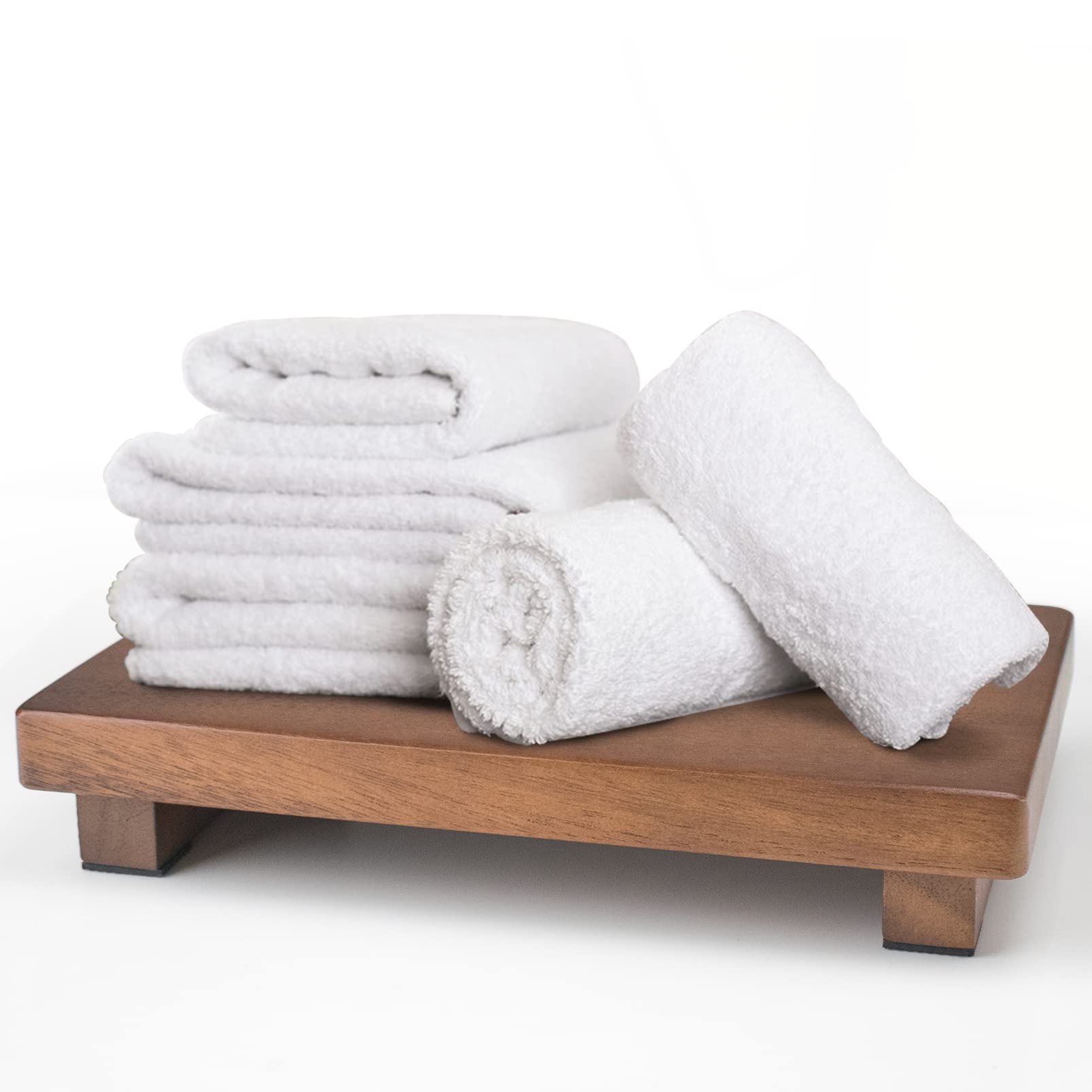 kulusion Walnut Wood Pedestal Stand, Wooden Soap Tray Farmhouse Decor Wood Riser Display for Bottle Plant Makeup Tissues Candles