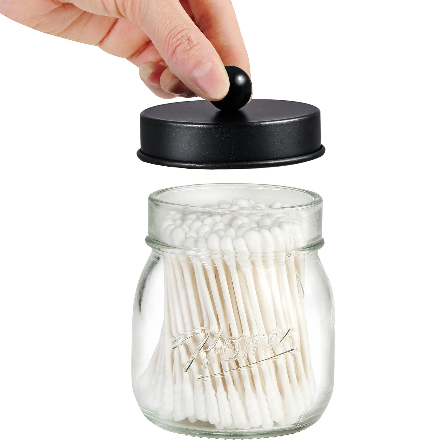 Sheechung Bathroom Organizers And Storage, Qtip Holder, Bathroom Accessories Set For Qtips, Cotton Swabs, Balls, Floss - Black,3