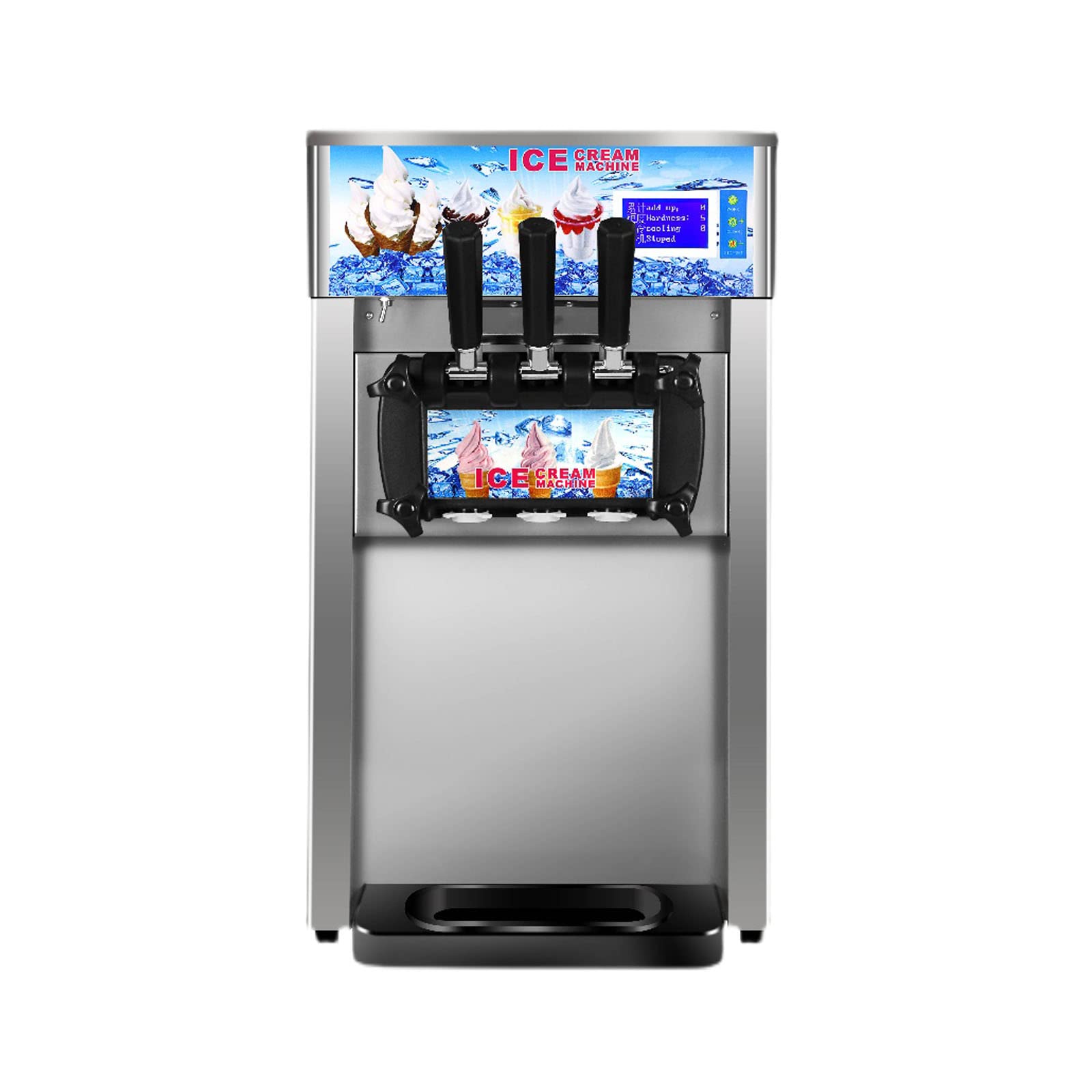 Lgxenzhuo 3 Flavor Soft Ice Cream Machine Commercial Soft Serve Ice Cream Maker Sorbet Frozen Yogurt Gelato Led Display Desktop