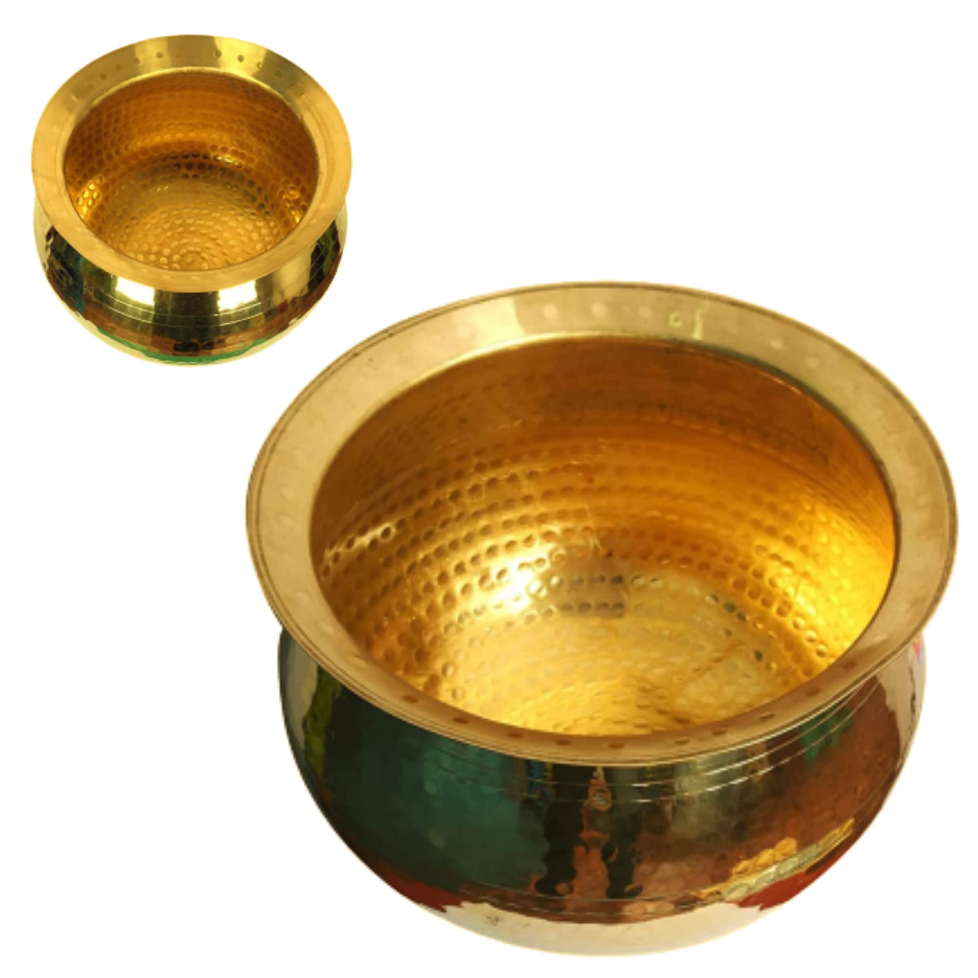 Hokoya Brass Utensils For Kitchen Handi Set (Combo (10L+2L))