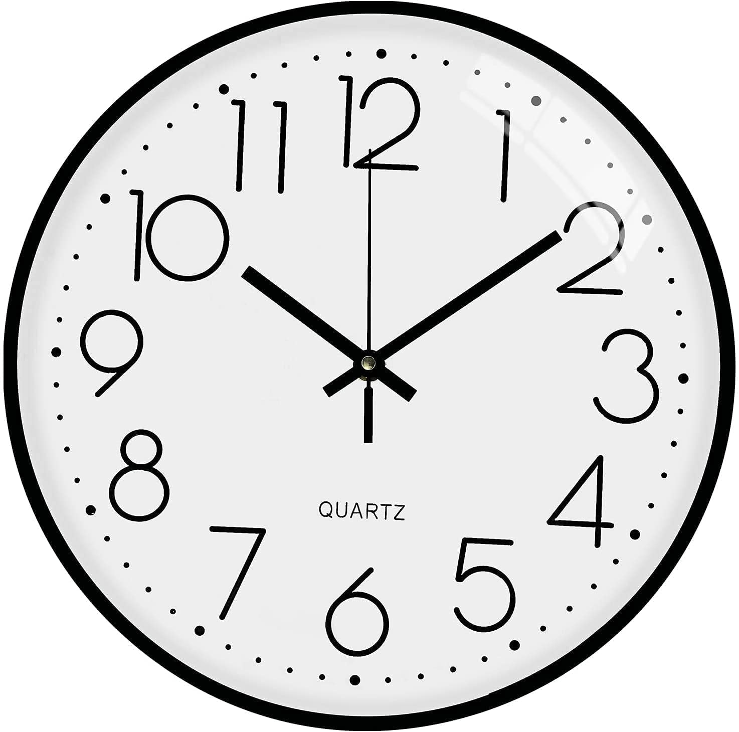 Claiez Plastic Analog Wall Clock 12 Silent Quartz Decorative Latest Wall Clock Non-Ticking Classic Clock Battery Operated Round 