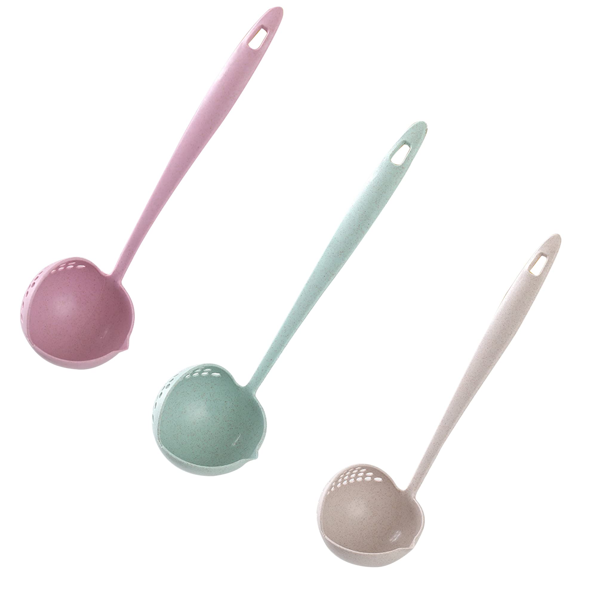 Spoons For Soup Cooking Colander Two-In-One Tableware Hot Pot Dual-Purpose Spoon Handle Round Wheat Straw Spoon Kitchen Tools Lo