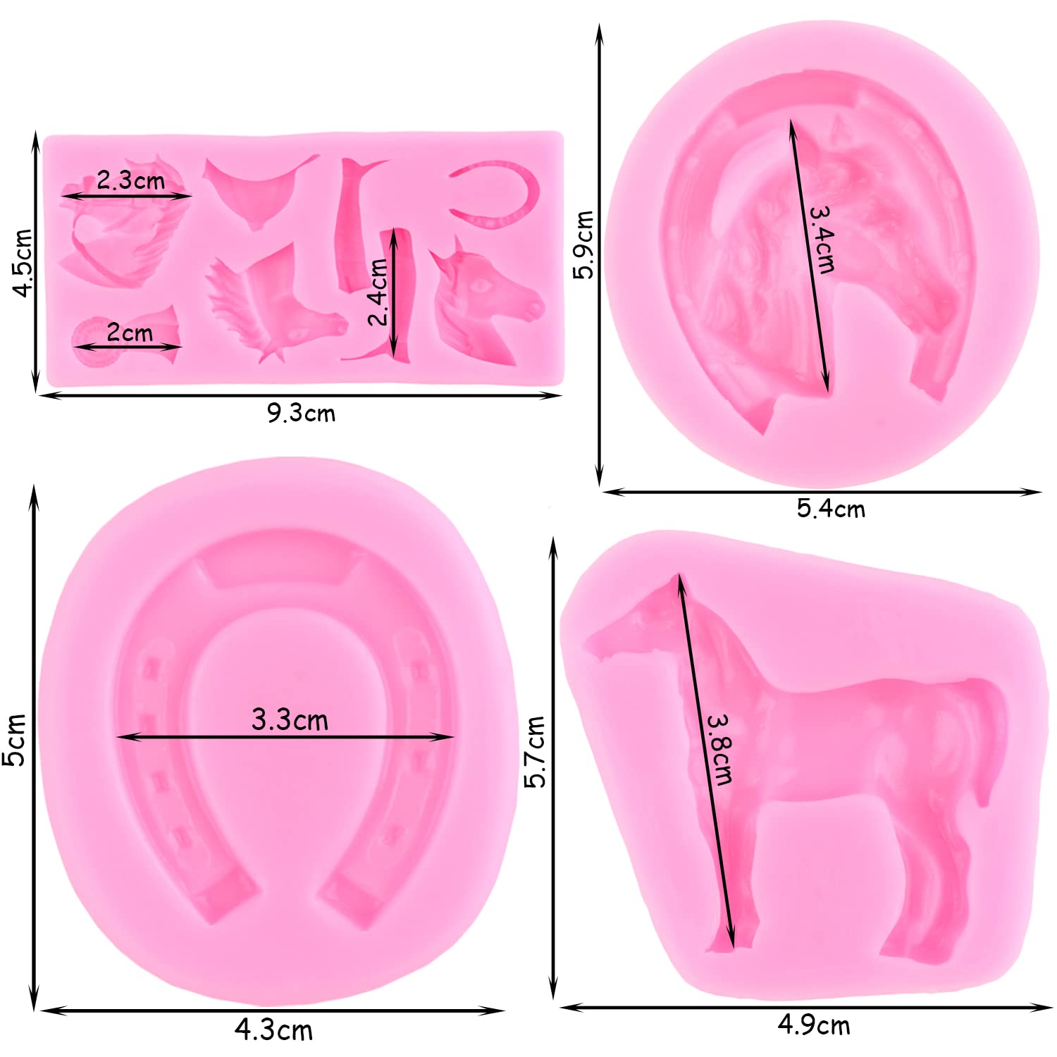 Zixiang Horse Silicone Mold Horseshoe Fondant Molds Horse Head Chocolate Molds For Cake Decorating Cupcake Topper Polymer Clay C
