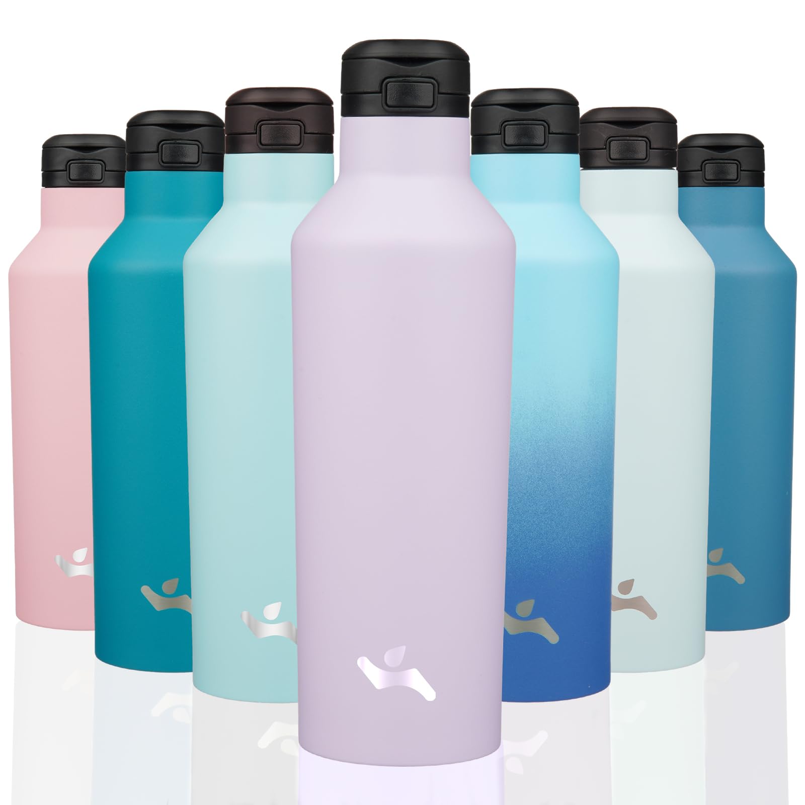 Insulated Water Bottle with Straw,25 OZ Double Wall Vacuum Stainless Steel Water Flask with 2 Lids,Purple