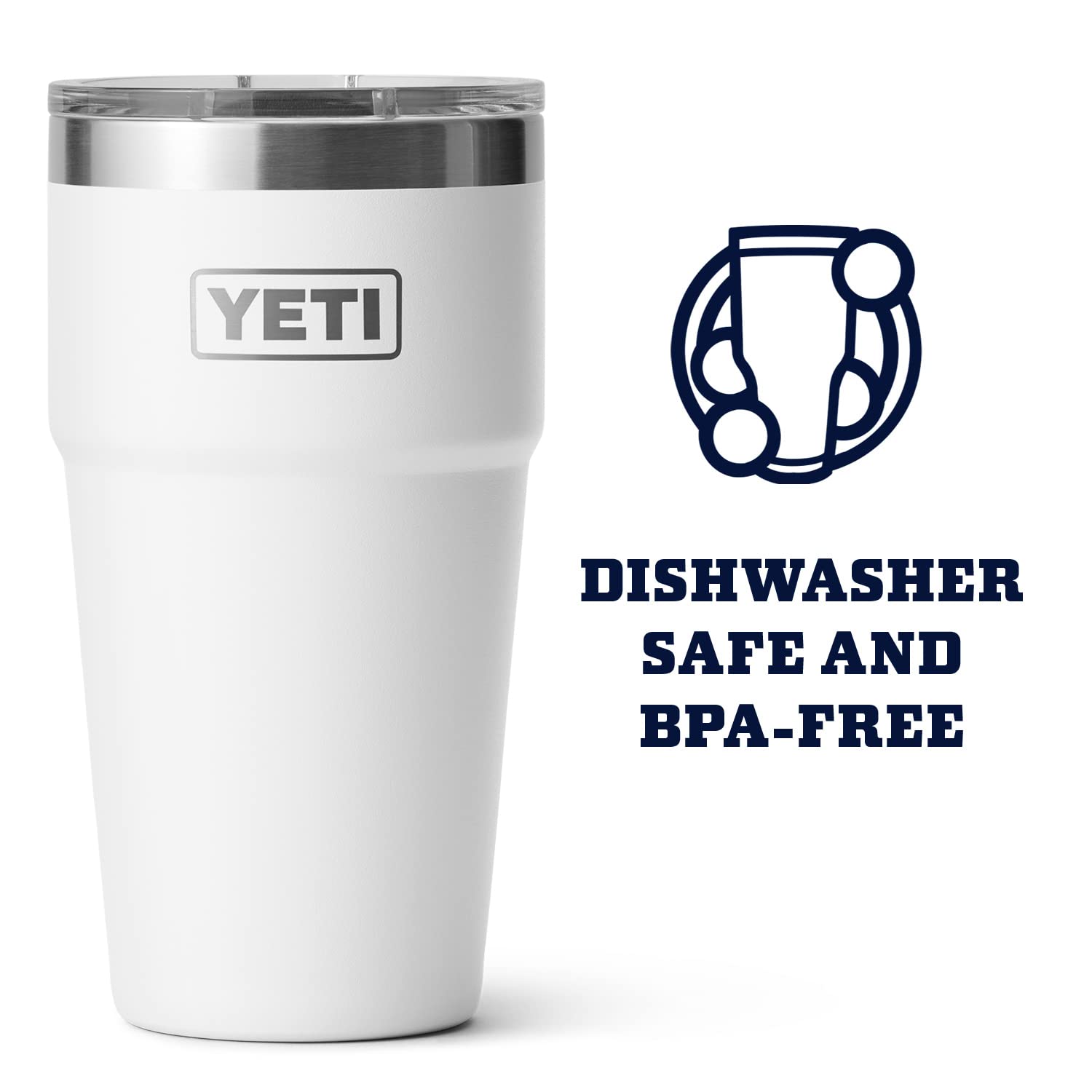 Yeti Rambler Stackable Pint, Vacuum Insulated, Stainless Steel With Magslider Lid, White
