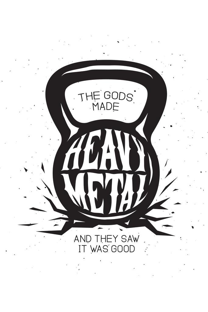 Kettlebell The Gods Made Heavy Metal Cool Wall Decor Art Print Poster 24X36