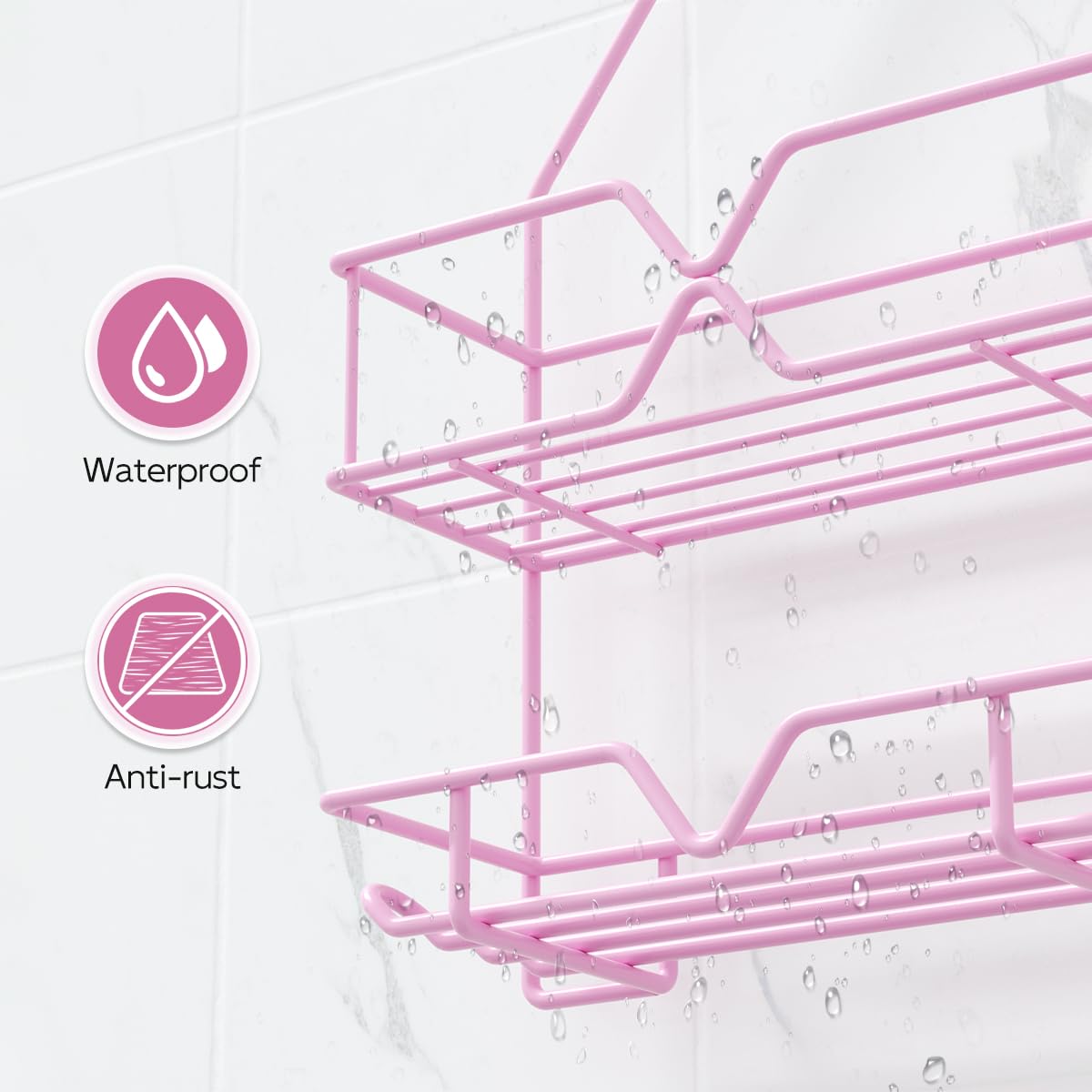TreeLen Pink Shower Caddy Over Shower Head  Pink Bathroom Accessories  Gift for Girlfriend  Wife  Little Girl