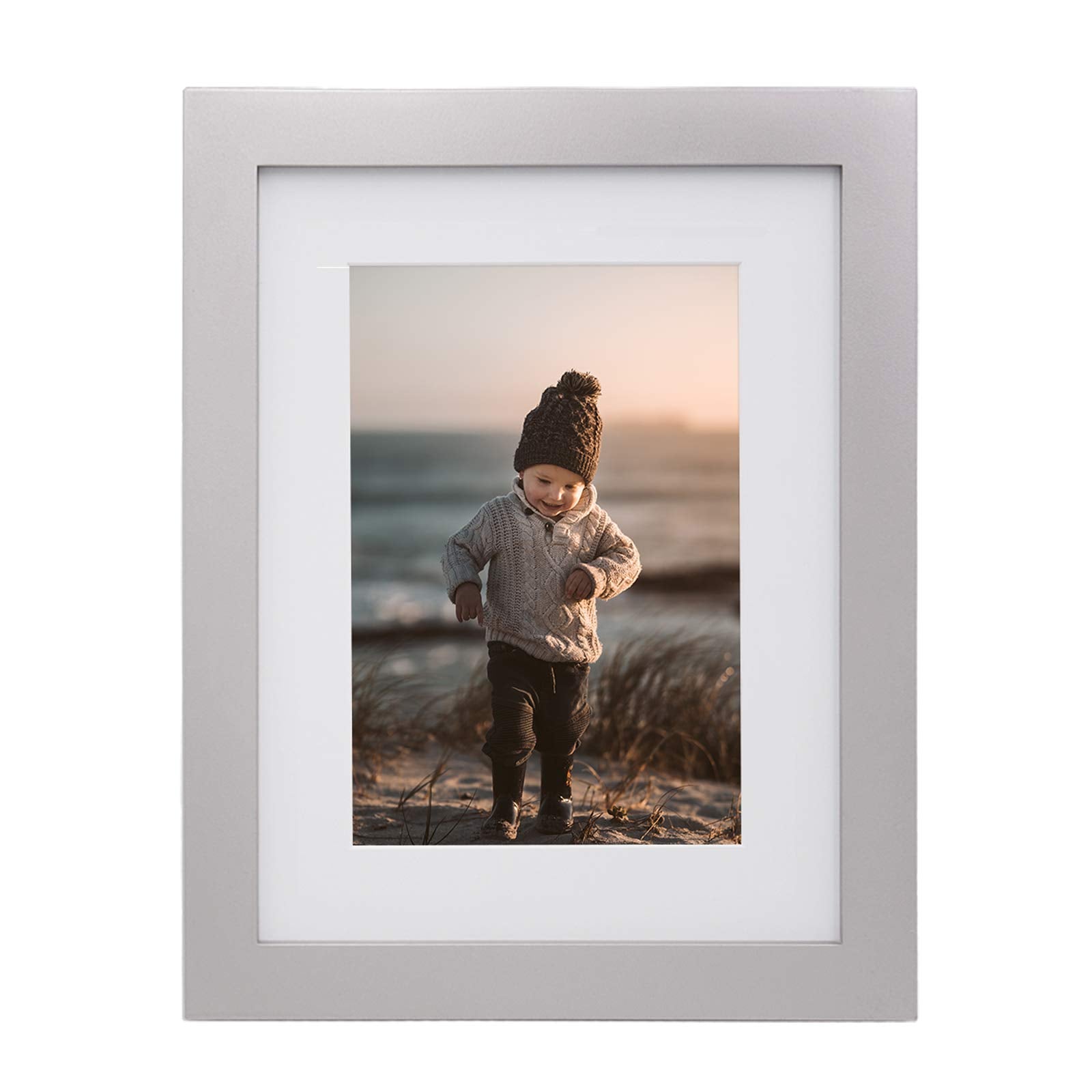 KINLINK 6x8 Picture Frame Light Grey, Wood Frame with Acrylic Plexiglass for Pictures 4x6 with Mat or 6x8 without Mat, Tabletop 