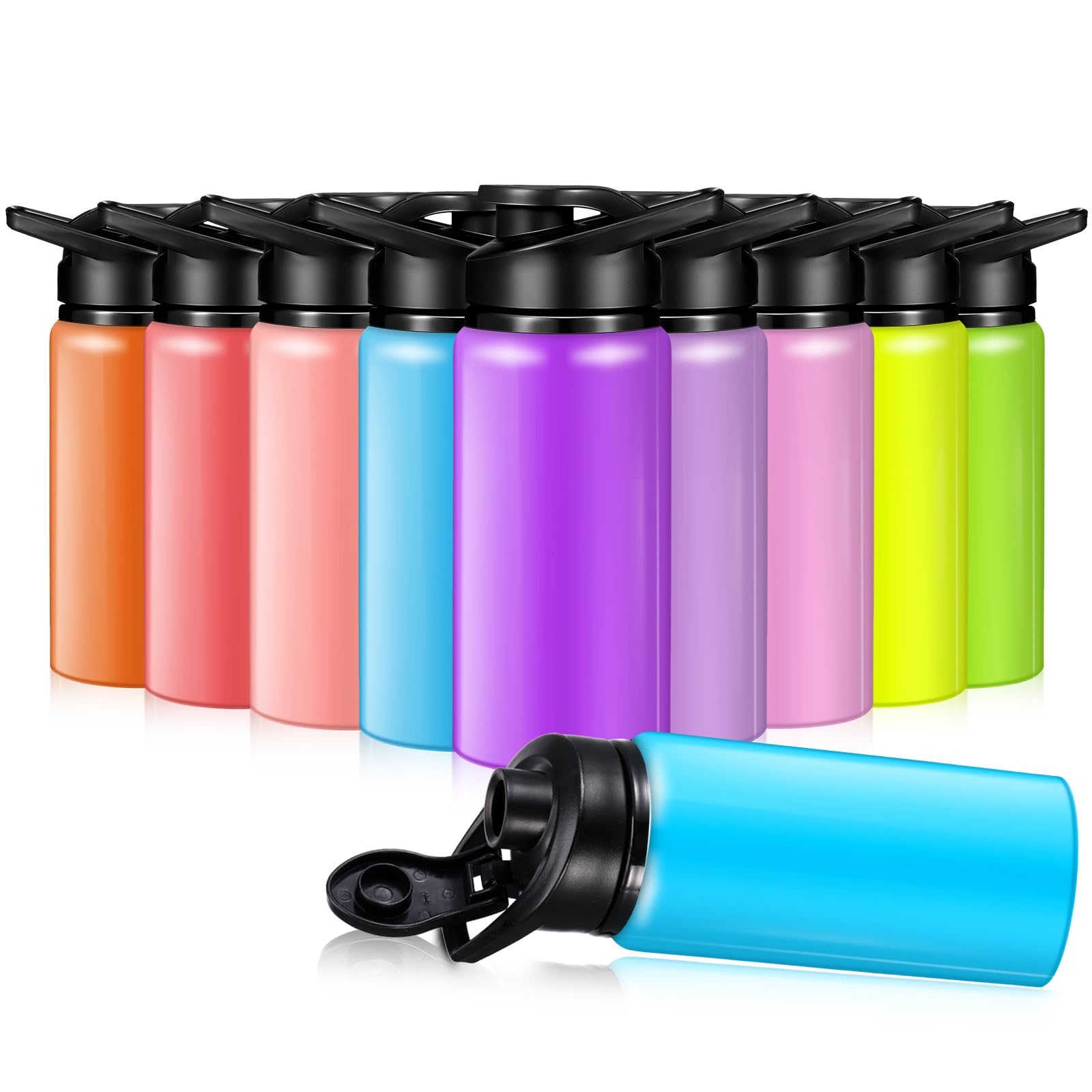 Mimorou 10 Pcs 17oz Reusable Aluminum Water Bottles Bulk Multicolor Outdoor Sports Water Bottles for Travel Gym Cycling Camping,