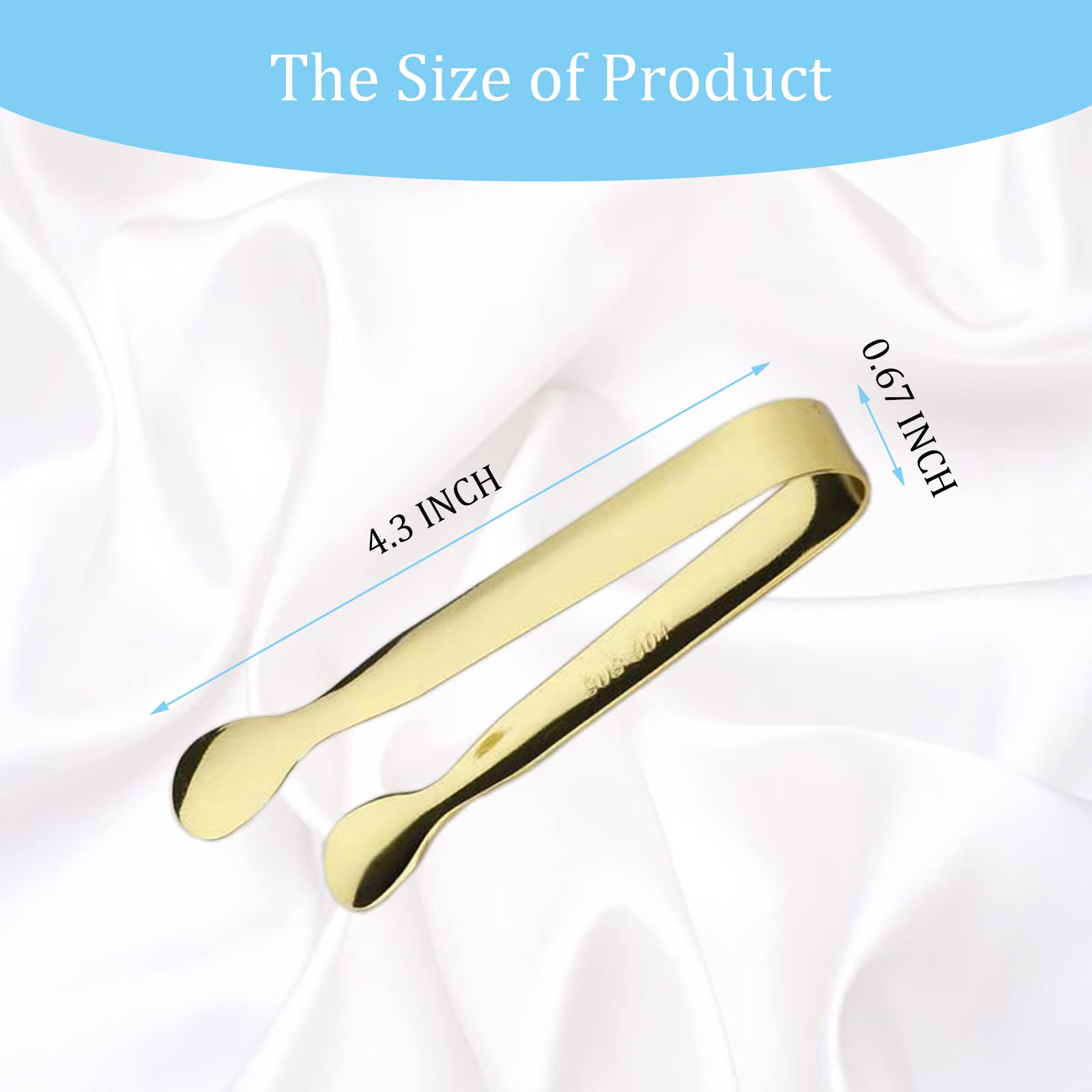 15Pcs Serving Tongs, Ice Tongs Stainless Steel Mini Tongs, 4.25Inch Small Gold Sugar Tongs, Kitchen Tongs Mini Serving Utensils