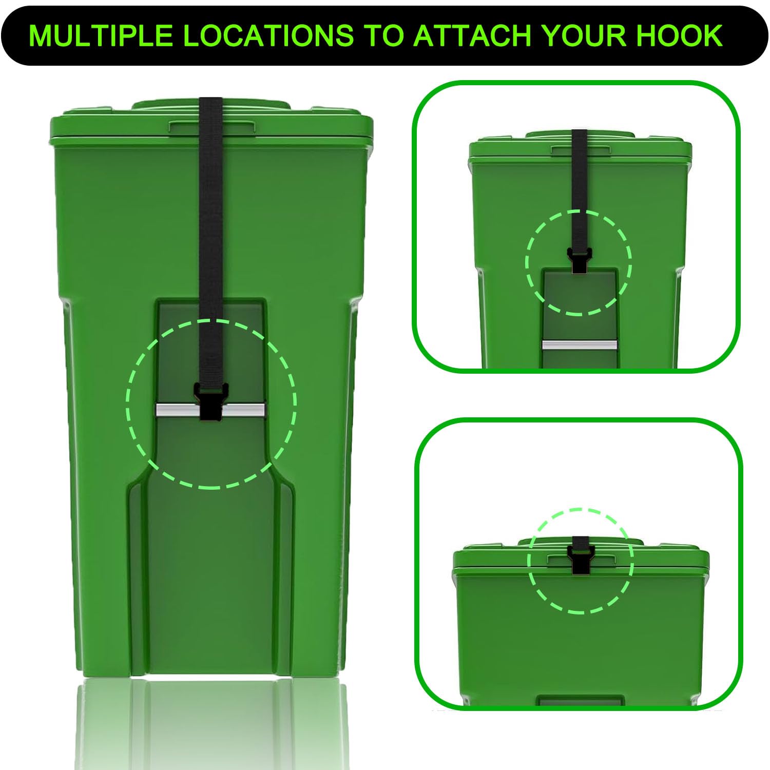 Jfomoygi 4Pcs Metal Double-Claw Trash Can Lock Strap For Animals,Bungee Cord Garbage Bin Lock,Outdoor Racoon Garbage Can Lid Loc