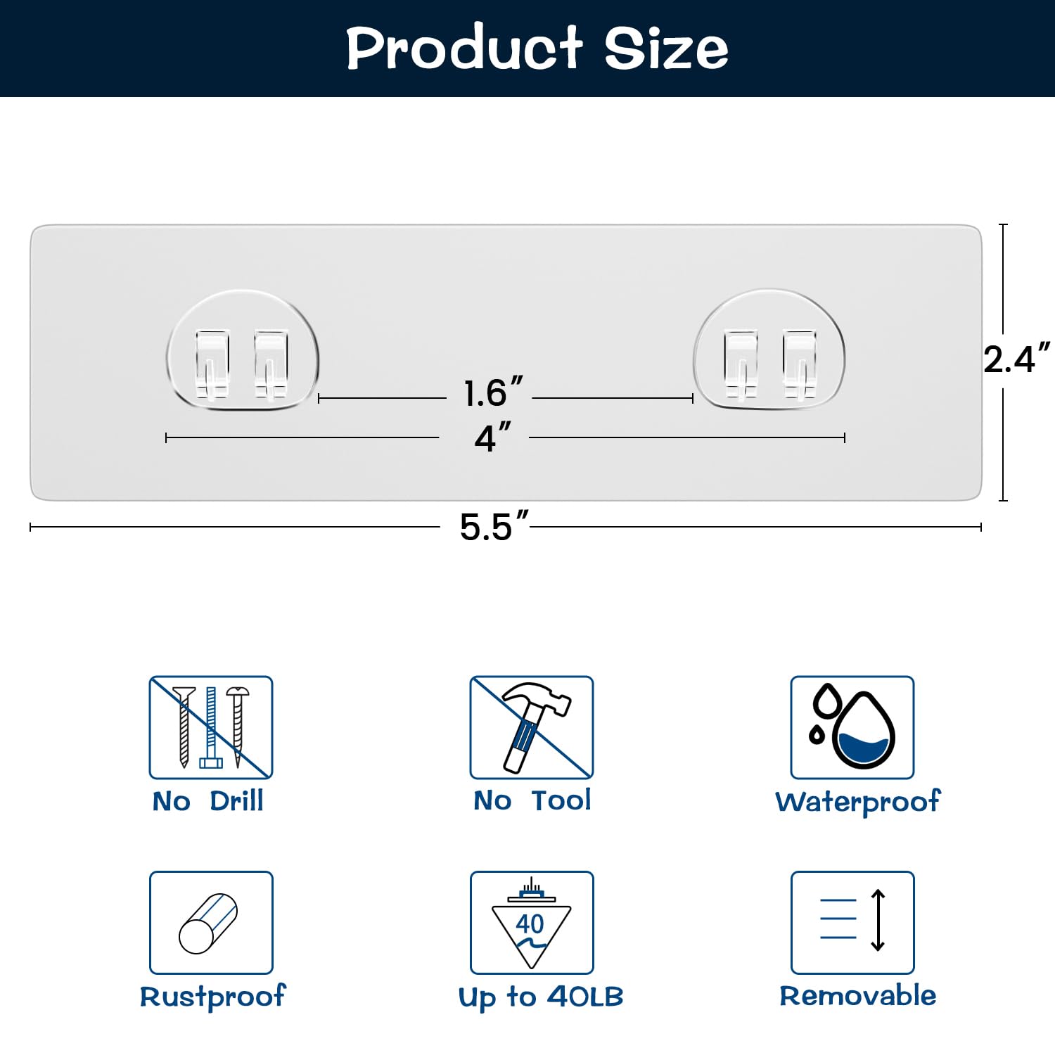 Aktecke Shower Caddy Adhesive Replacement, No Drilling Transparent Adhesive Wall Hooks For Corner Shower Organizer, Waterproof A