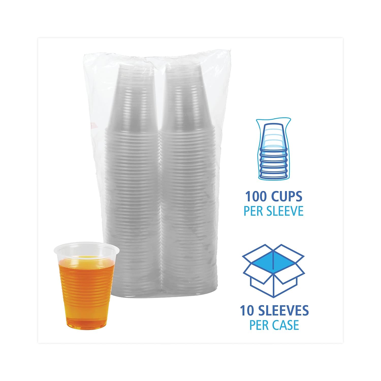 Boardwalk Translucent Plastic Cold Cups, 10 Oz, Polypropylene, 100/Pack