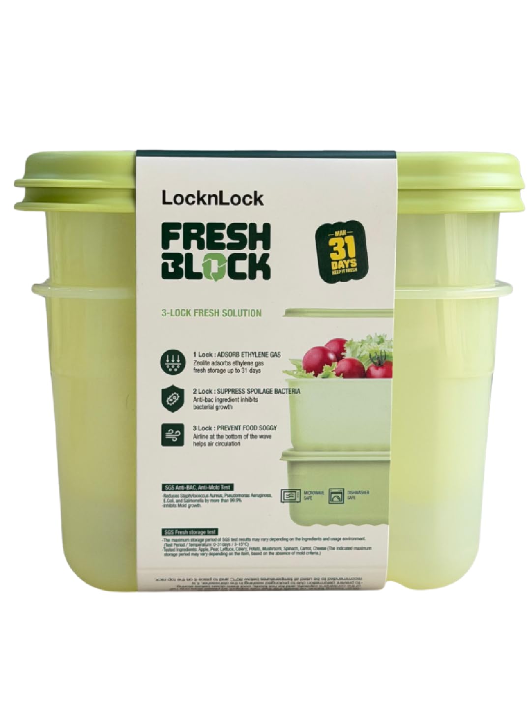 Locknlock FreshBlock Food Storage Container 640 Ml Set Of 2 | Storage Containers For Fridge | Vegetable & Fruit Storage Contain