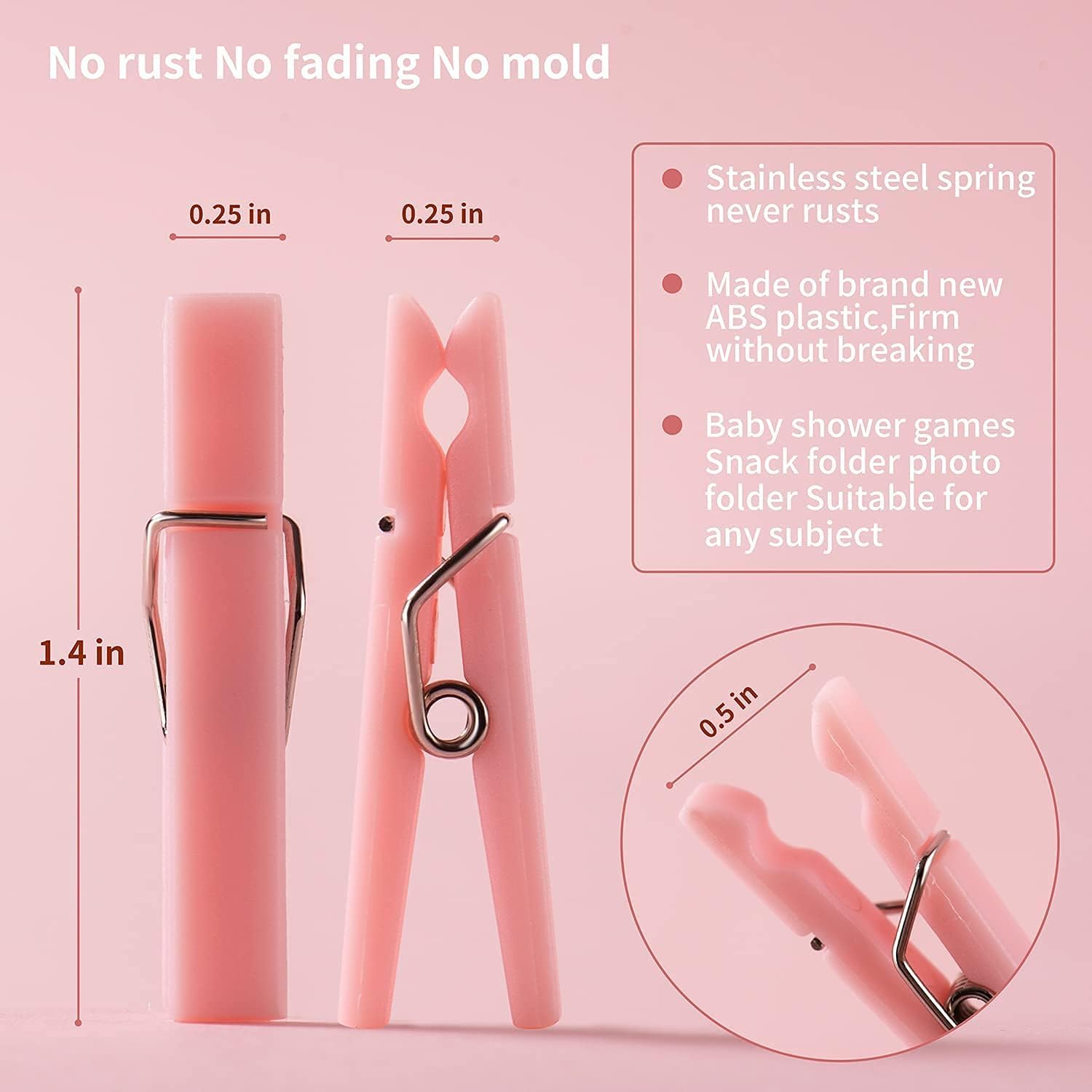 Mini Clothespins Clothes Pins 60Pcs 1.4 Inch For Party Decorations(Pink + Blue)