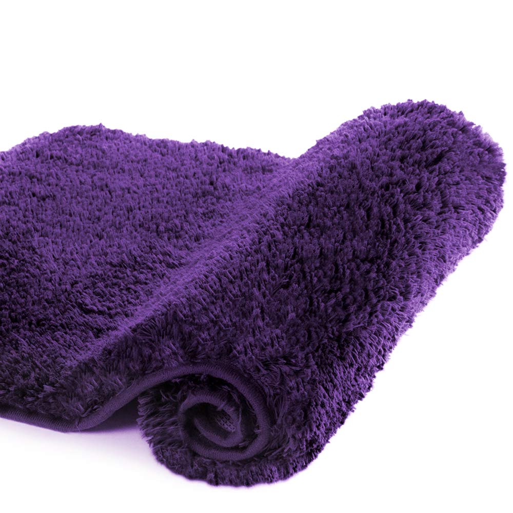 Walensee Bathroom Contour Rug (20X24, Dark Purple) Non Slip Bath Mat For Bathroom Water Absorbent Soft Microfiber Shaggy Bathroo