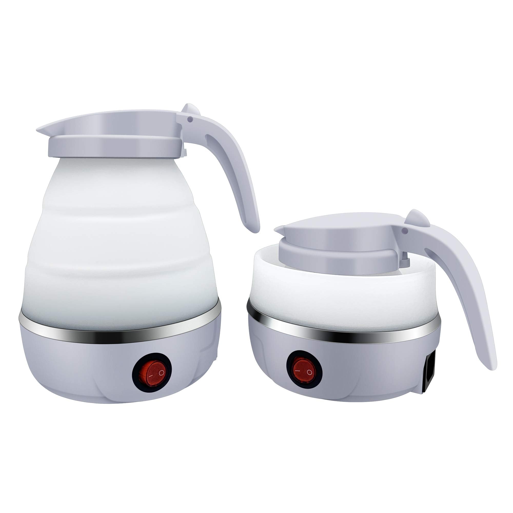 Travel Portable Foldable Electric Kettle, 0.6L Small Collapsible Hot Water Boiler For Coffee Tea (White)