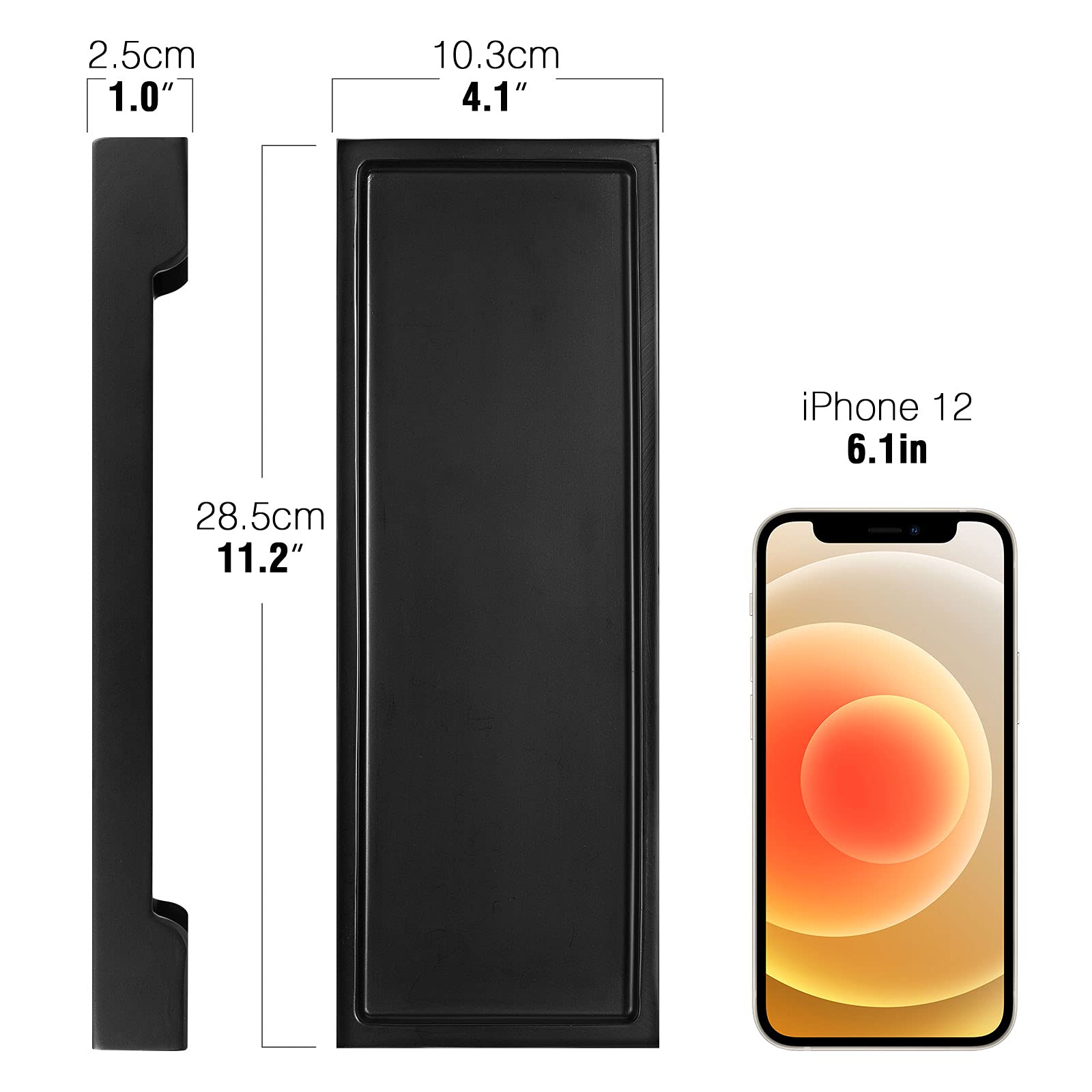 Luxspire Resin Vanity Tray, Black Bathroom Tray Toilet Tank Storage Tray, 11 X 4 Inch Kitchen Sink Trays, Countertop Organizer F